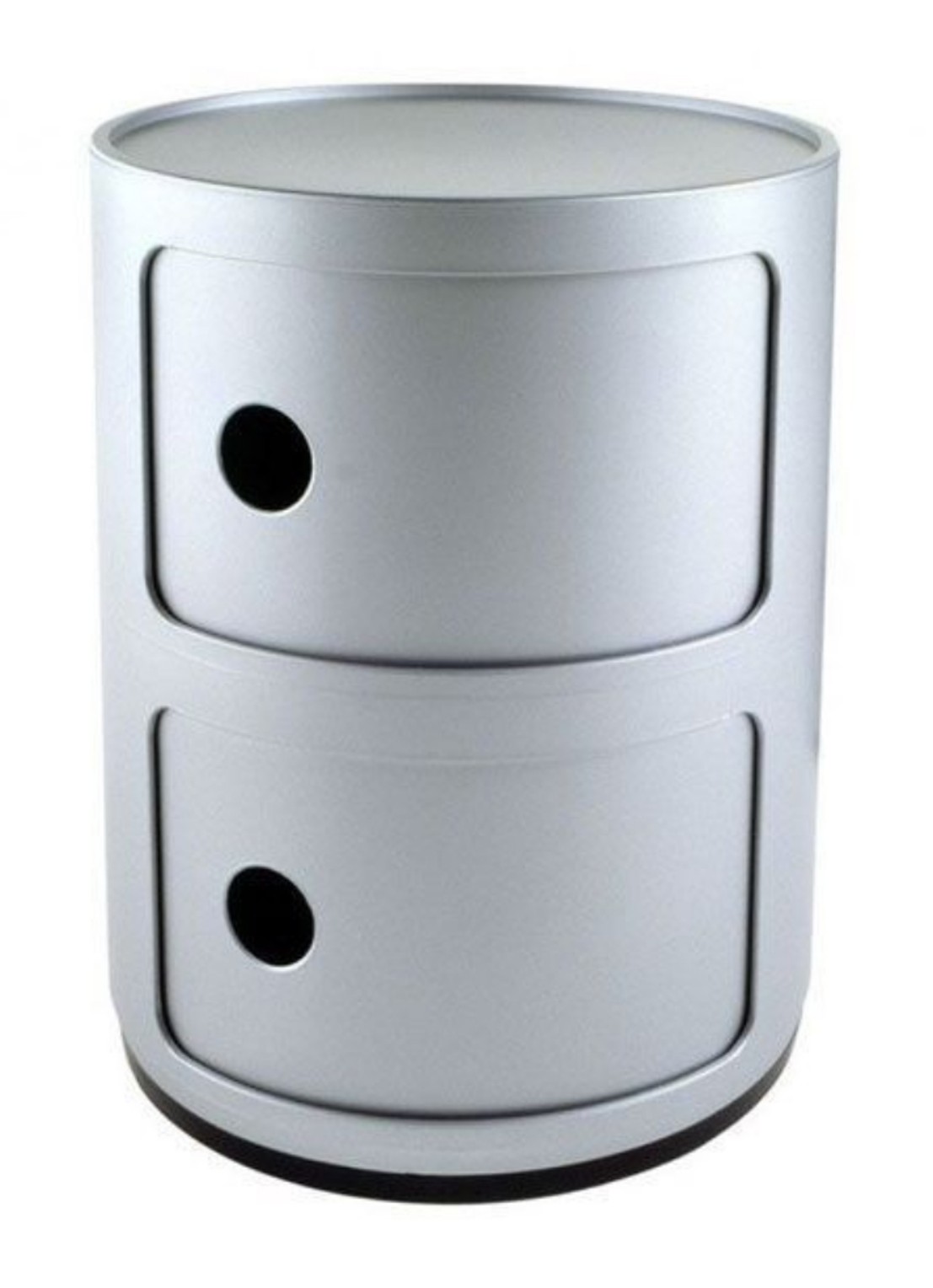 Kartell Componibili kast nachtkastje medium (2 comp.) Ø32 cm - voorkant zilver