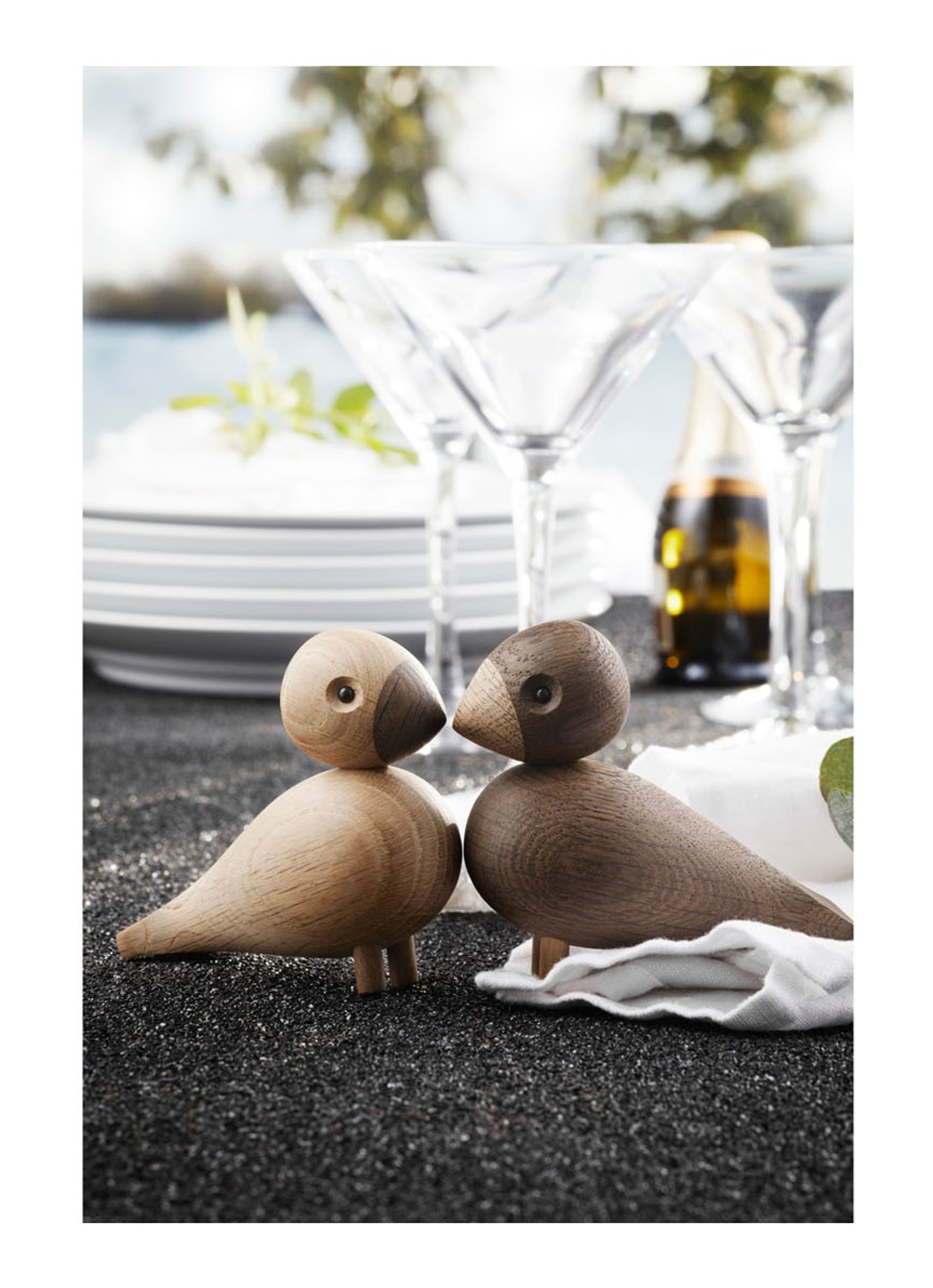 Kay Bojesen Love birds ornament 9 cm set van 2 - voorkant 2 bruin