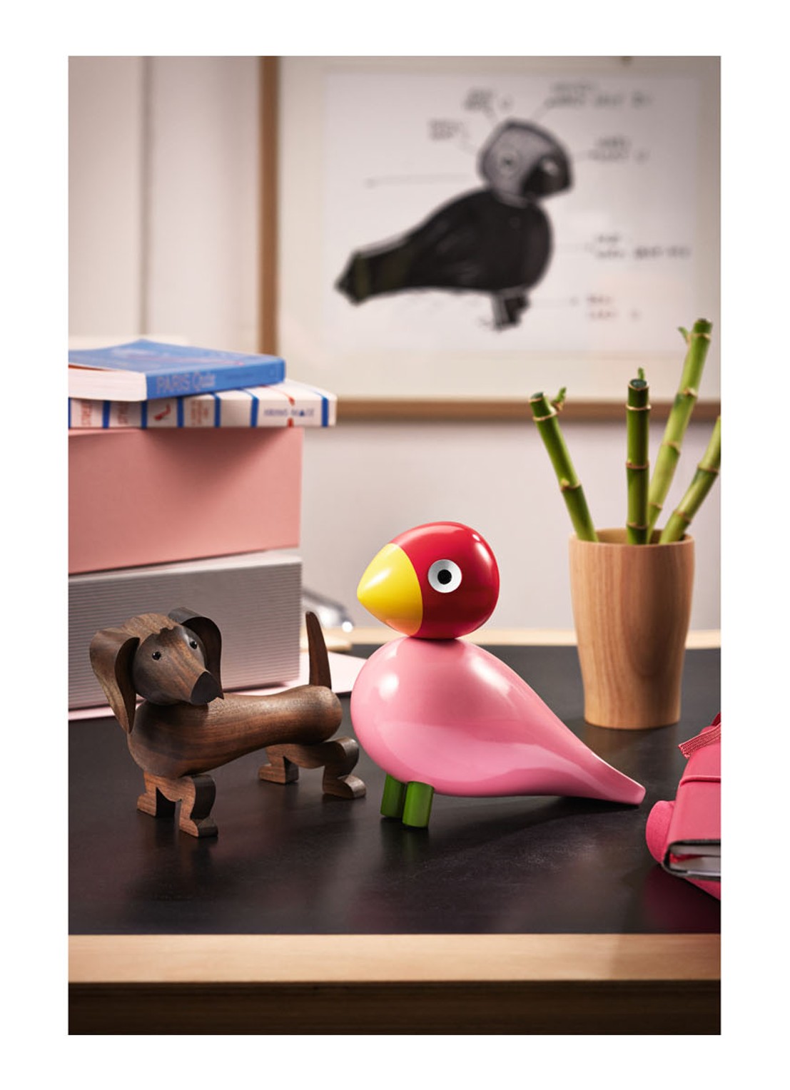 Kay Bojesen Songbird Ruth ornament 15 cm - voorkant 2 roze