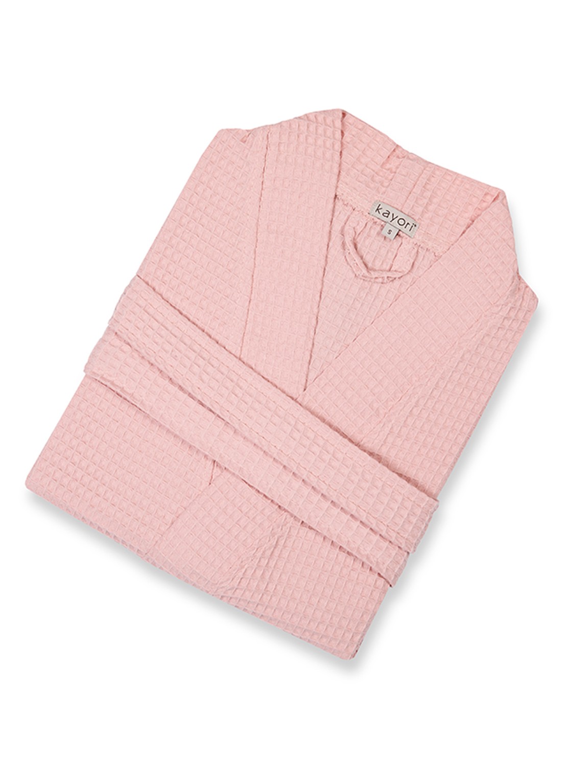Kayori Geisha badjas met wafelstructuur - voorkant roze
