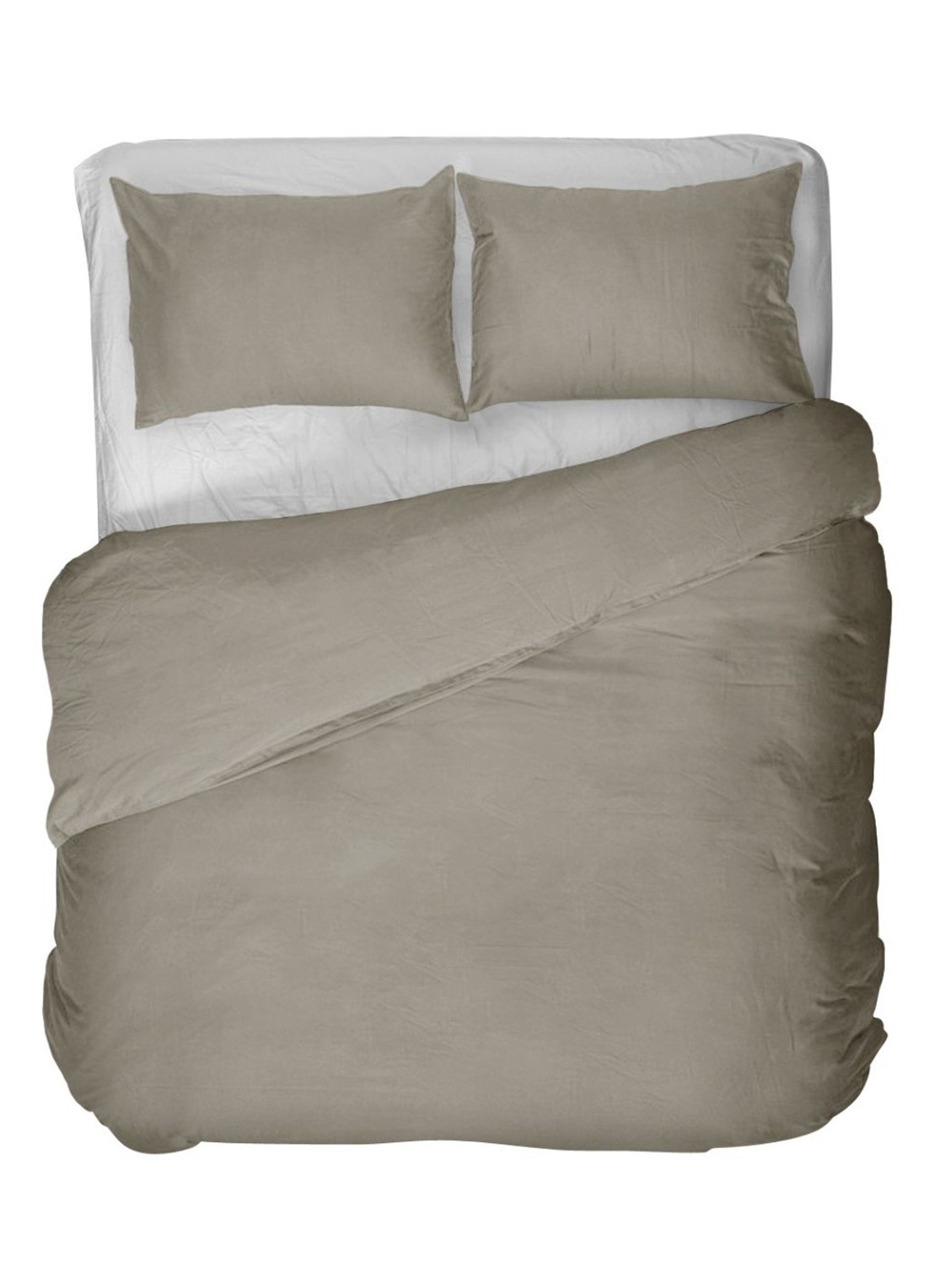 Kayori Koko dekbedovertrek Katoen - Taupe - voorkant 2 taupe
