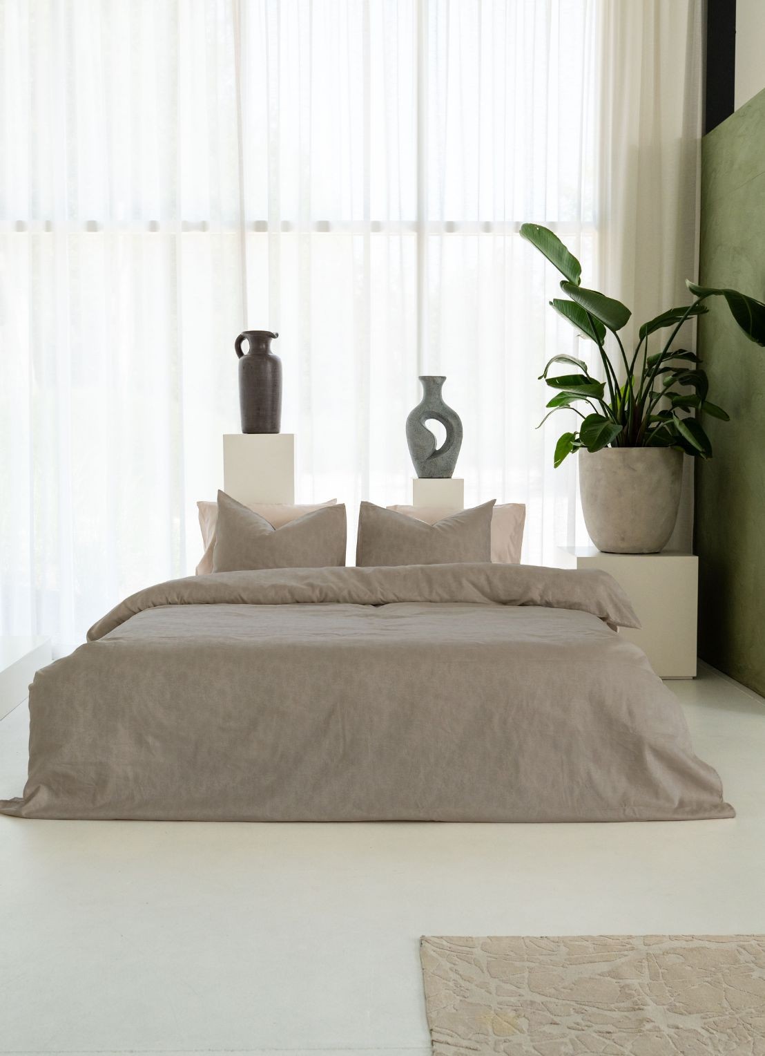 Kayori Koko dekbedovertrek Katoen - Taupe - voorkant 3 taupe