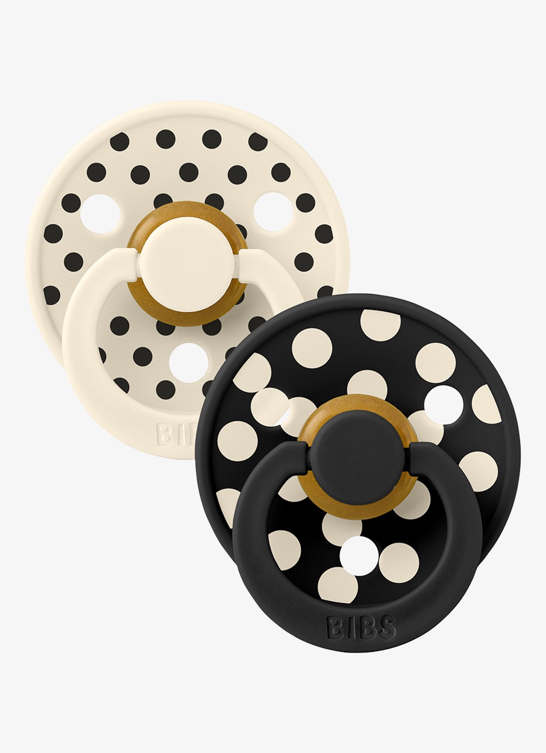 Kenkô Polka fopspeen in 2-pack - voorkant 5 beige