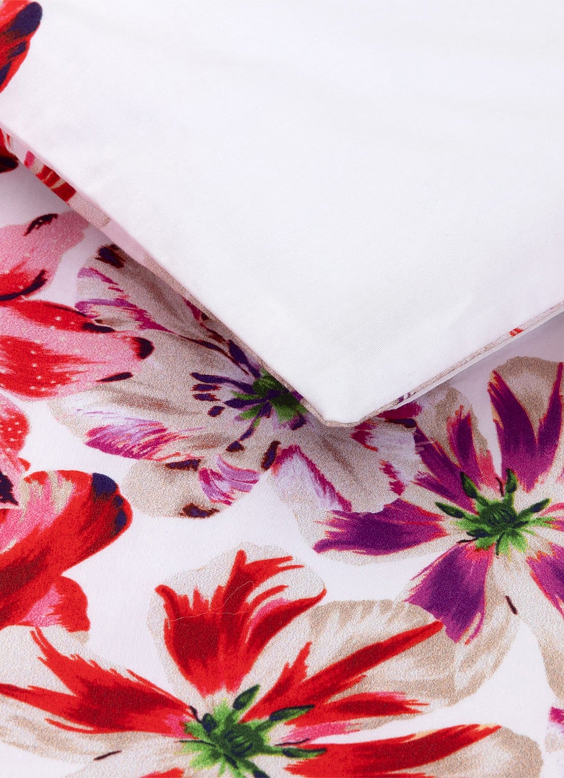 KENZO Fleur dekbedovertrek van katoensatijn 300TC - exclusief kussenslopen - achterkant rood