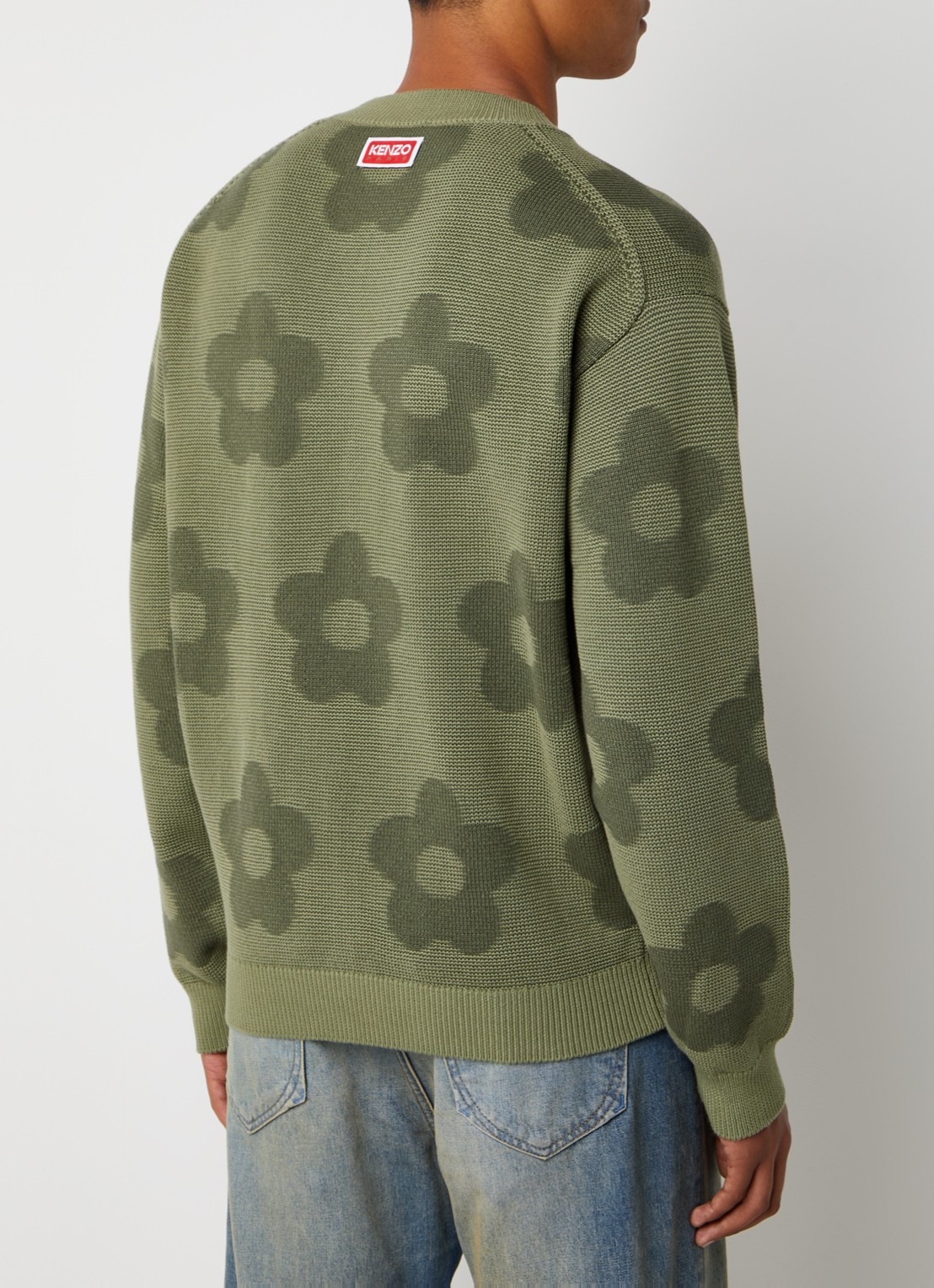 KENZO Grofgebreide trui met bloemenprint - achterkant 5 groen