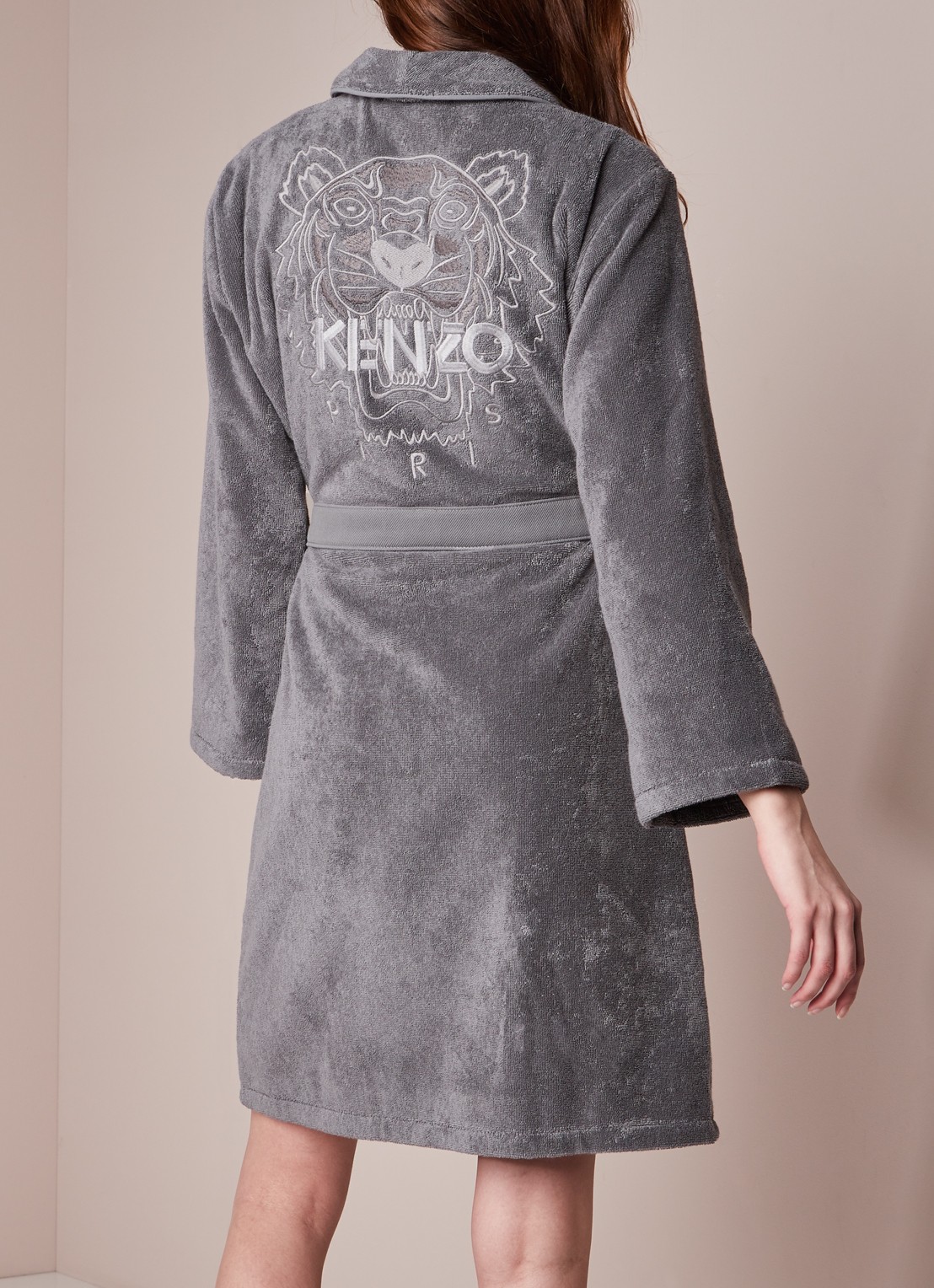KENZO Iconic badjas van katoen - achterkant 2 grijs