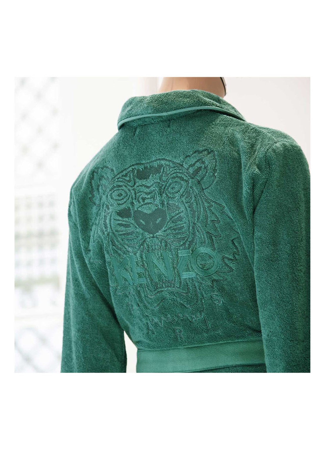KENZO Iconic badjas van katoen - detail 2 donkergroen