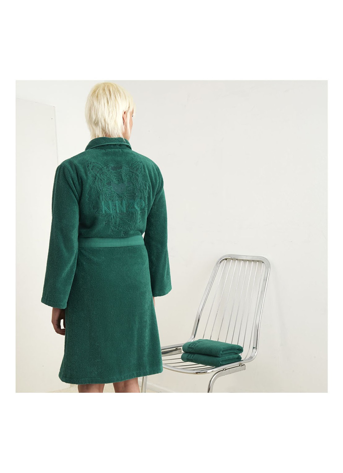 KENZO Iconic badjas van katoen - voorkant 6 donkergroen