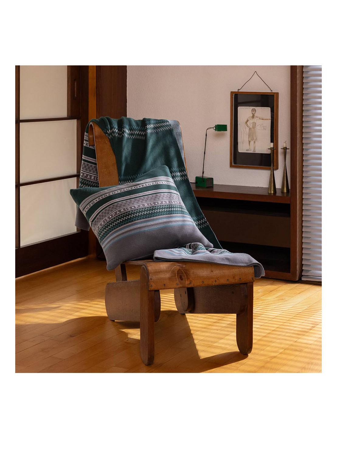 KENZO Jakado sierkussenhoes 45 x 45 cm - voorkant 2 donkergroen