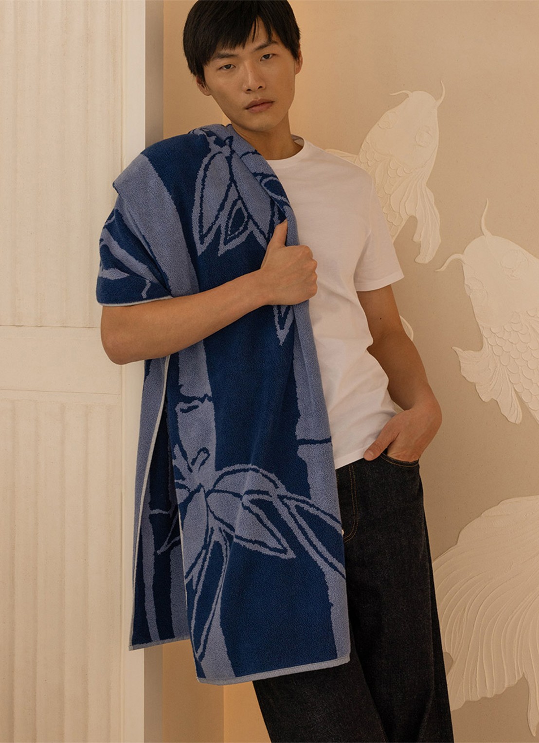 KENZO K Bamboo strandlaken - 90 x 160 cm - detail 4 blauw