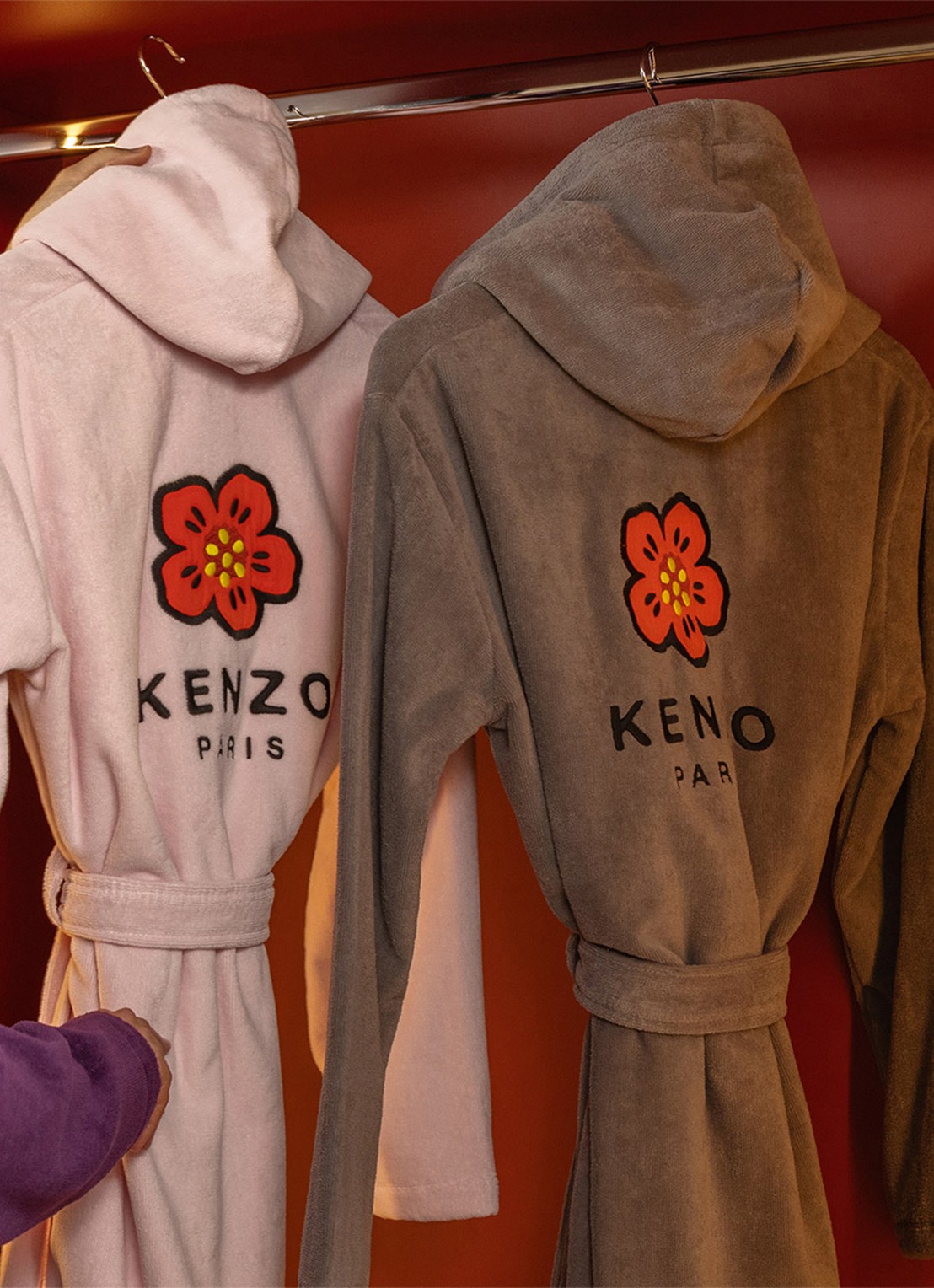 KENZO K Boke badjas van  katoen - unisex - detail grijs