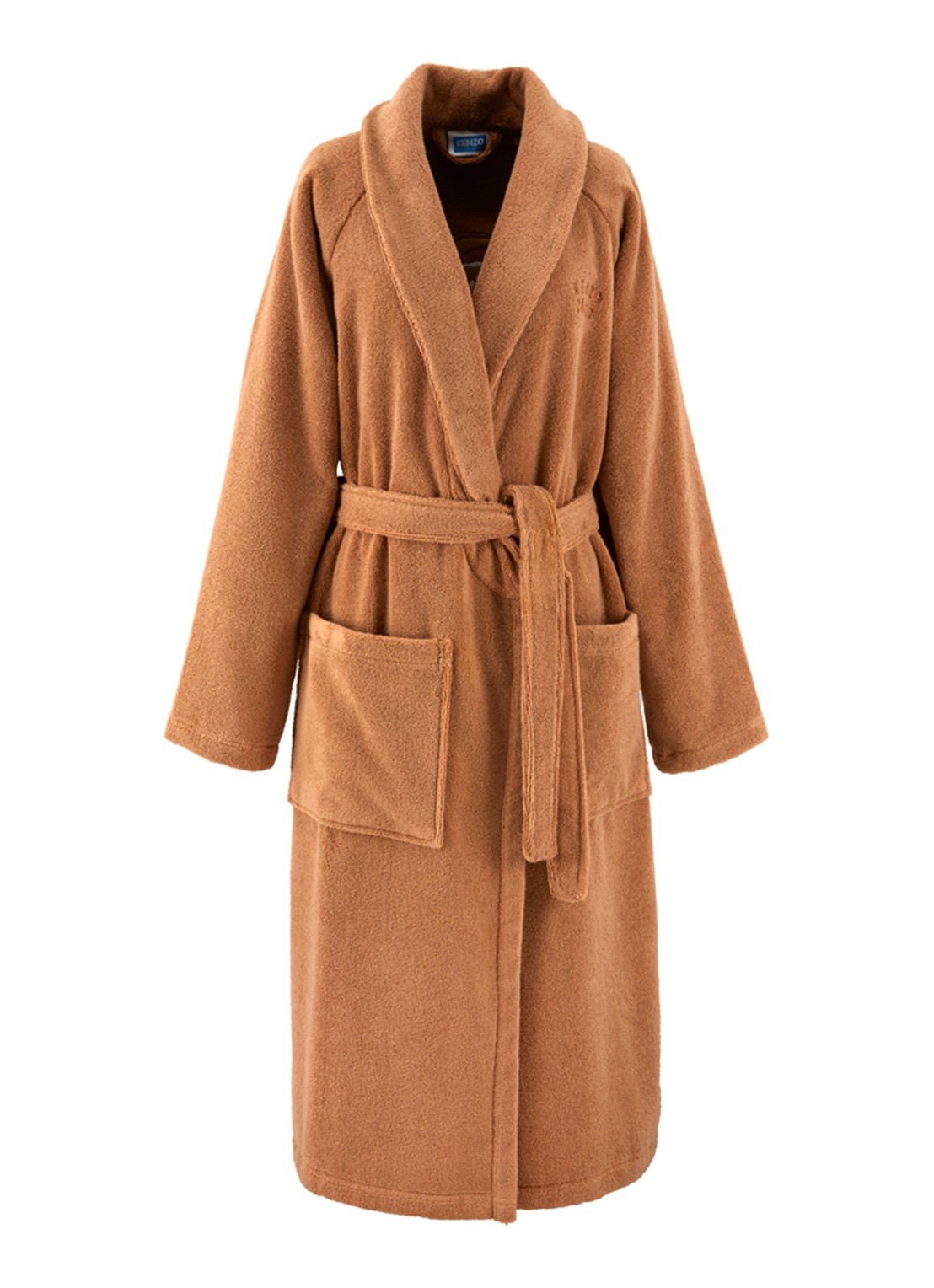 KENZO K Bokeheart badjas met logoborduring - voorkant 3 camel