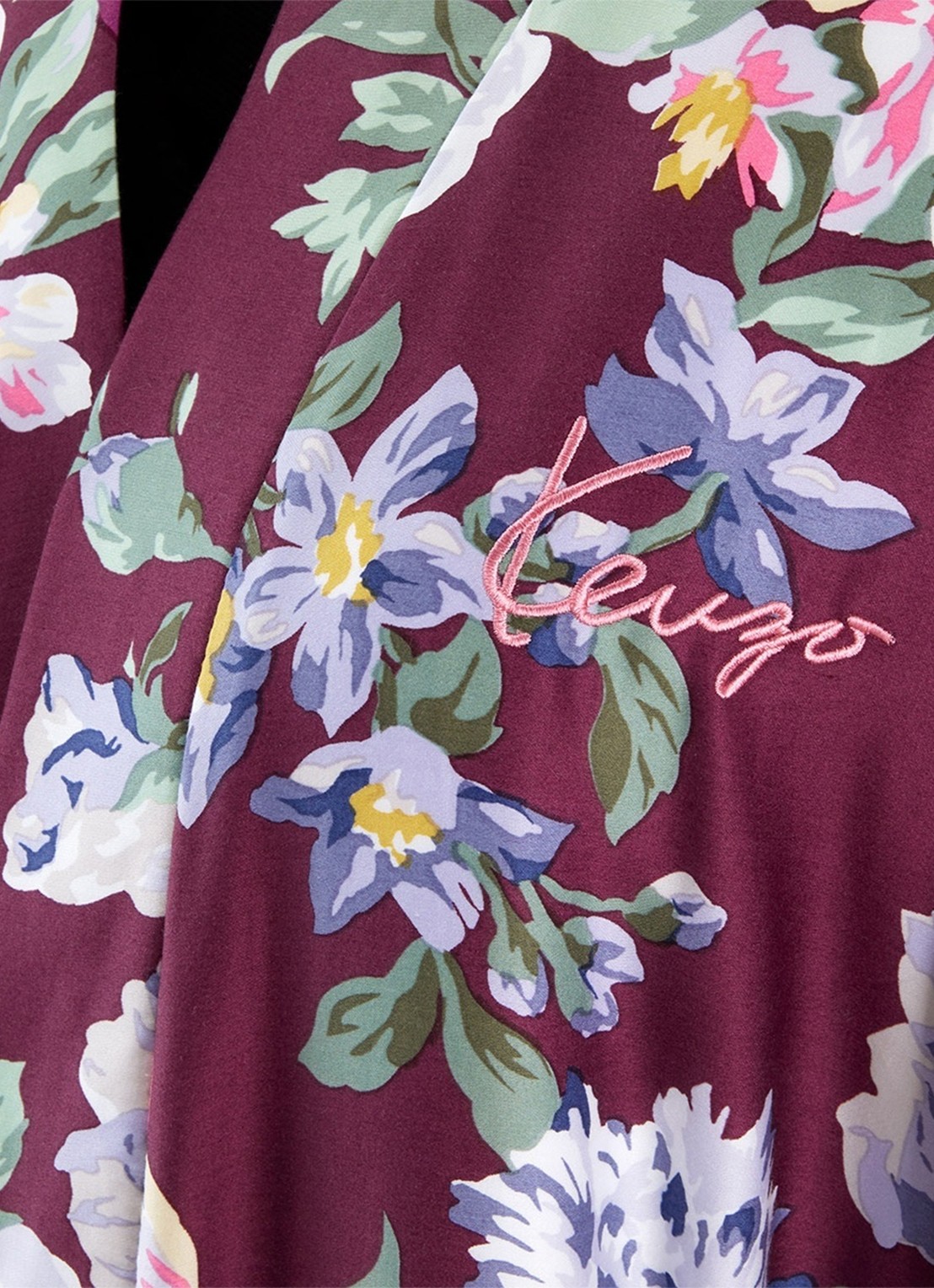 KENZO K Bouquet badjas met bloemenprint - detail 4 aubergine