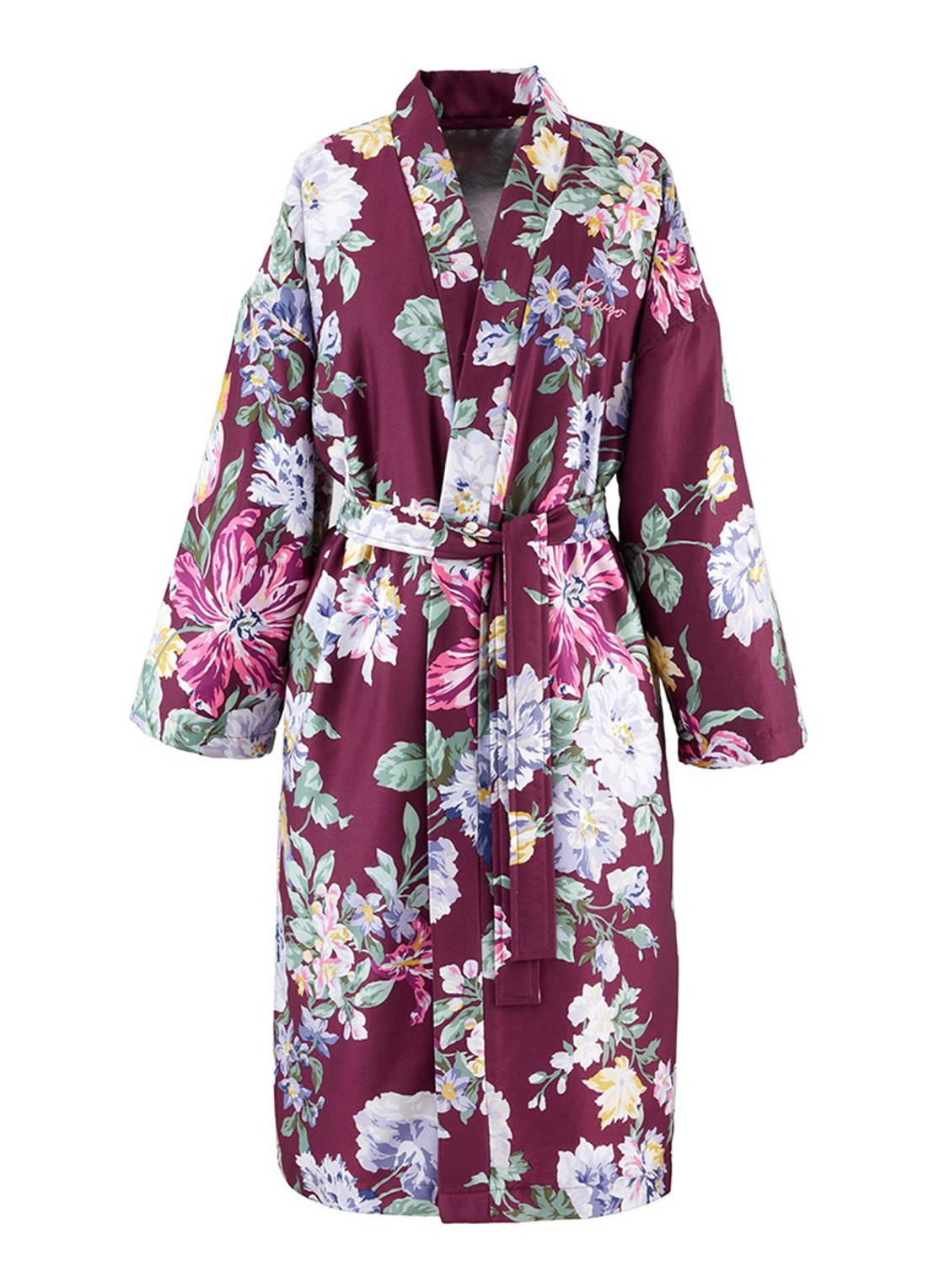 KENZO K Bouquet badjas met bloemenprint - voorkant aubergine