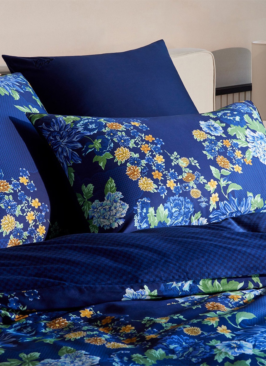 KENZO K Dahlia kussensloop - voorkant 3 blauw