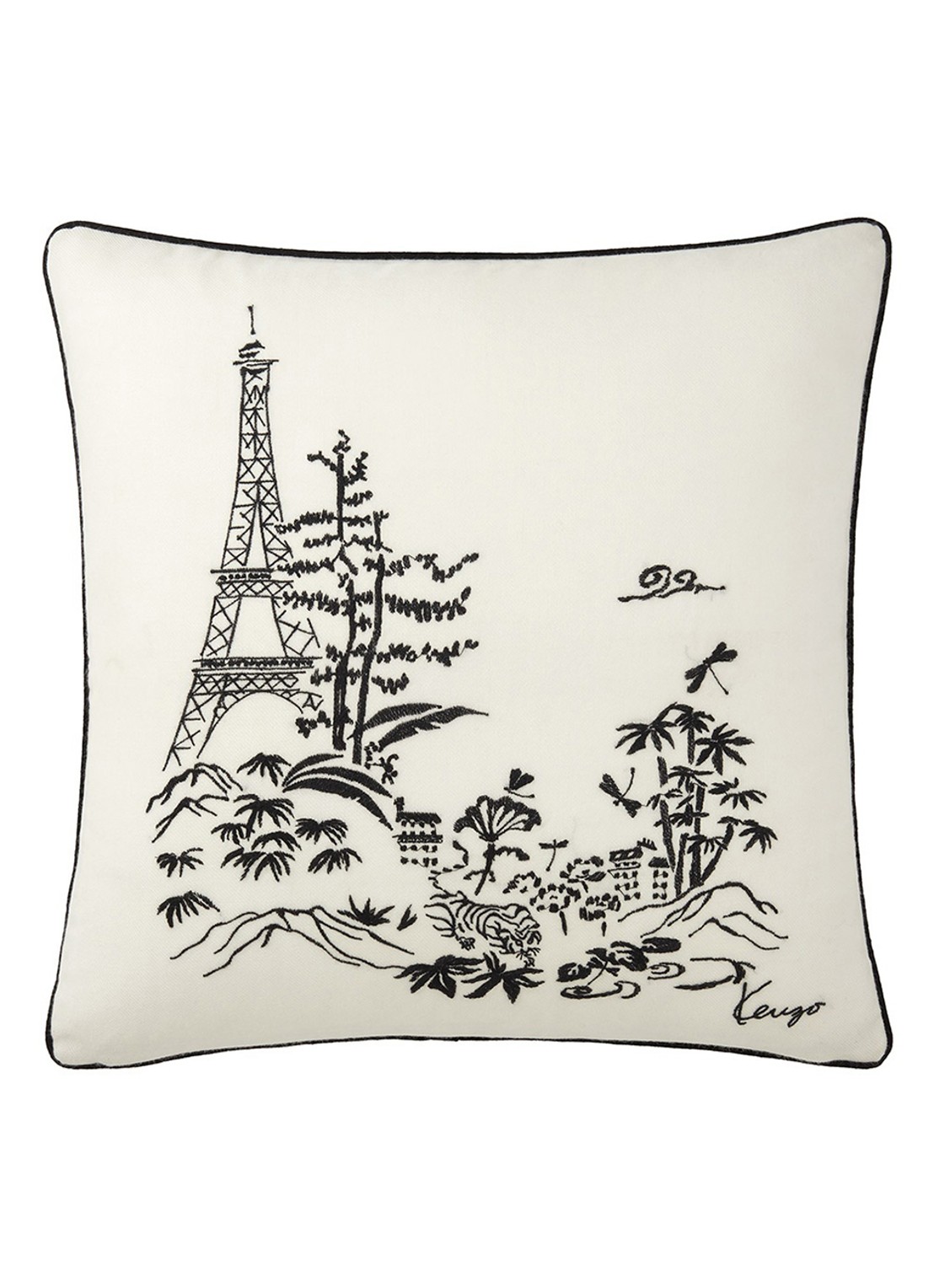 KENZO K Estampe sierkussenhoes 45 x 45 cm - achterkant 3 zwart