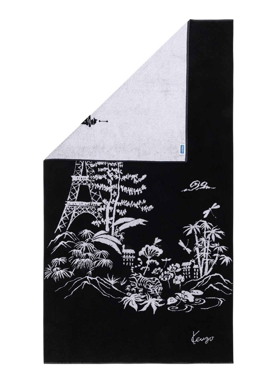 KENZO K Estampe strandlaken - 90 x 160 cm - detail zwart