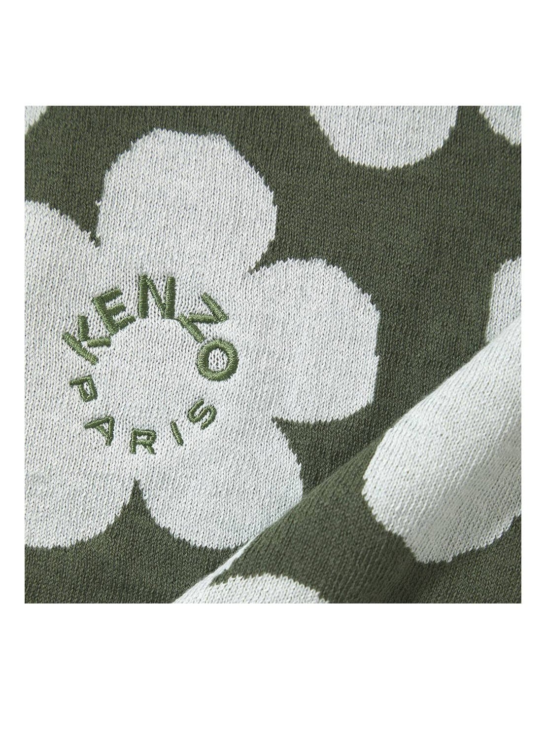 KENZO K Hanadot plaid met bloemenprint 130 x 170 cm - achterkant 4 khaki