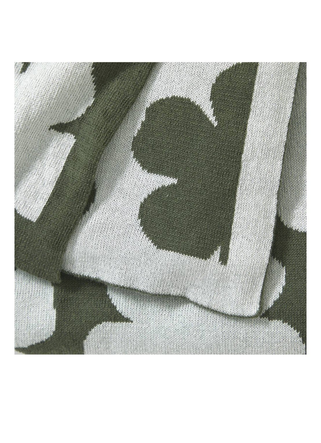 KENZO K Hanadot plaid met bloemenprint 130 x 170 cm - voorkant 2 khaki