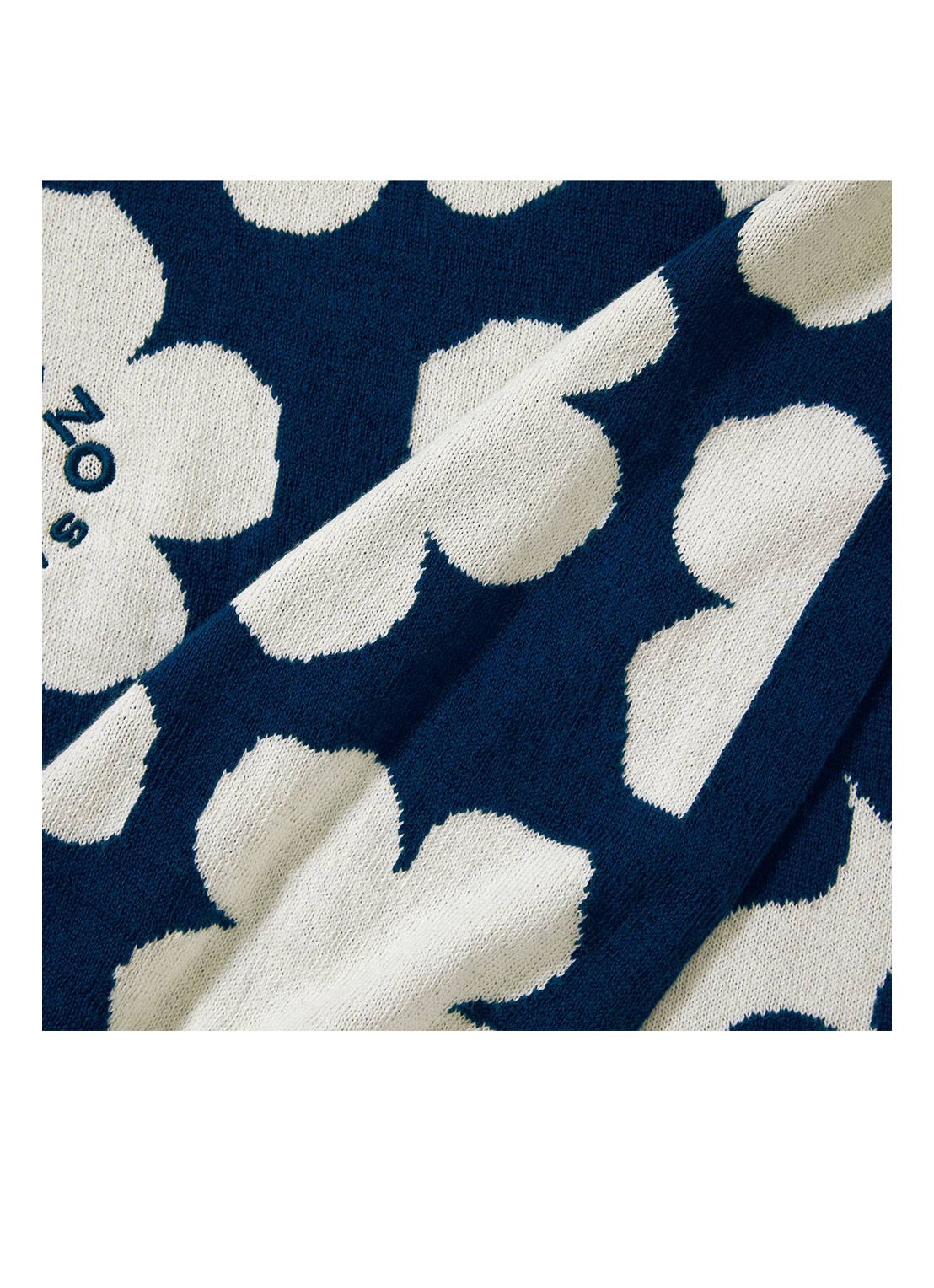 KENZO K Hanadot plaid met bloemenprint 130 x 170 cm - achterkant royalblauw