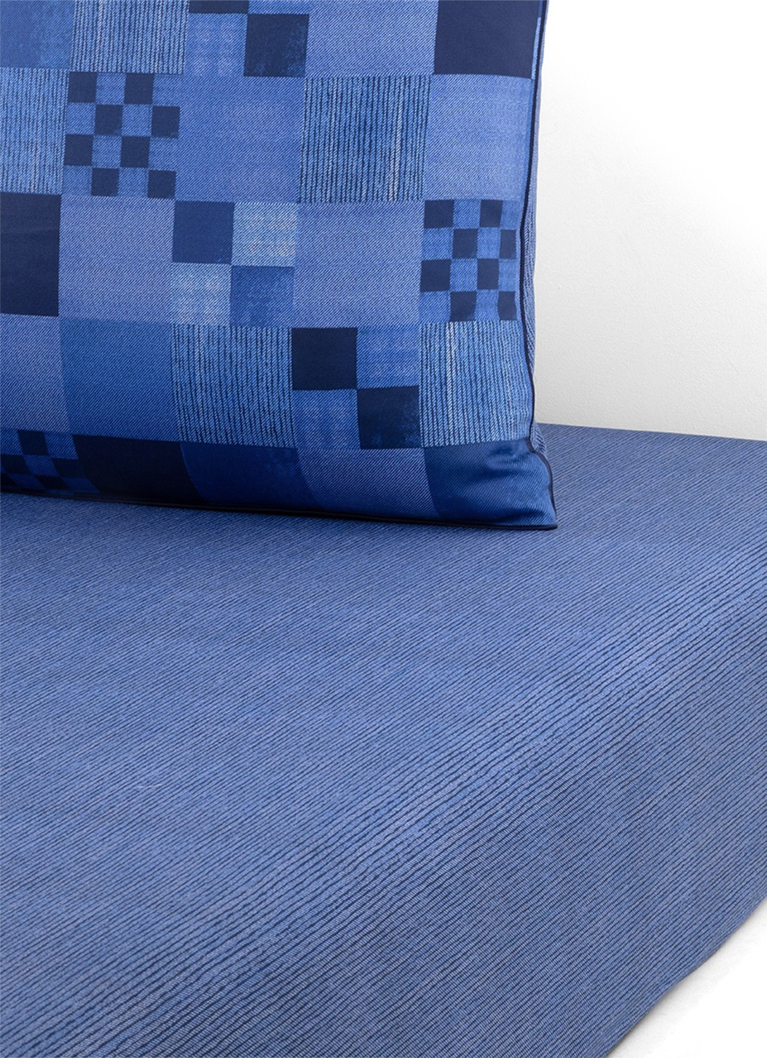 KENZO K Indigo hoeslaken 120TC, hoekhoogte 35 cm - voorkant 2 blauw