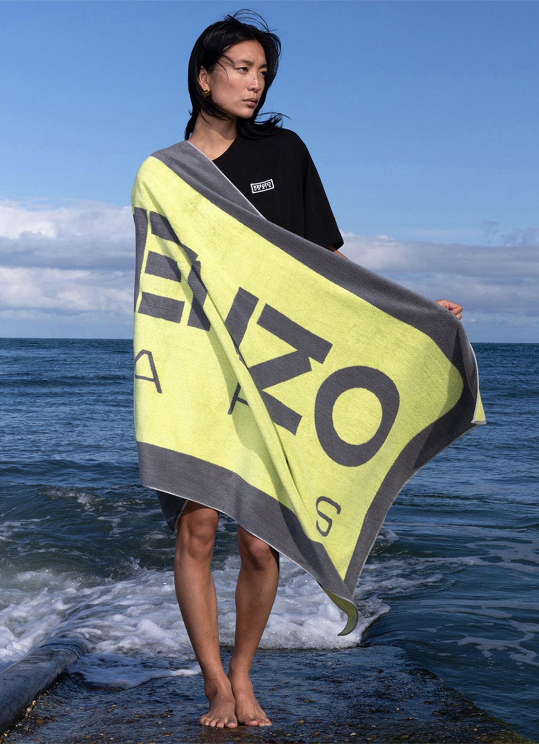 KENZO K Label strandlaken - 500gr/m2 - 90 x 160 cm  - detail 5 geel