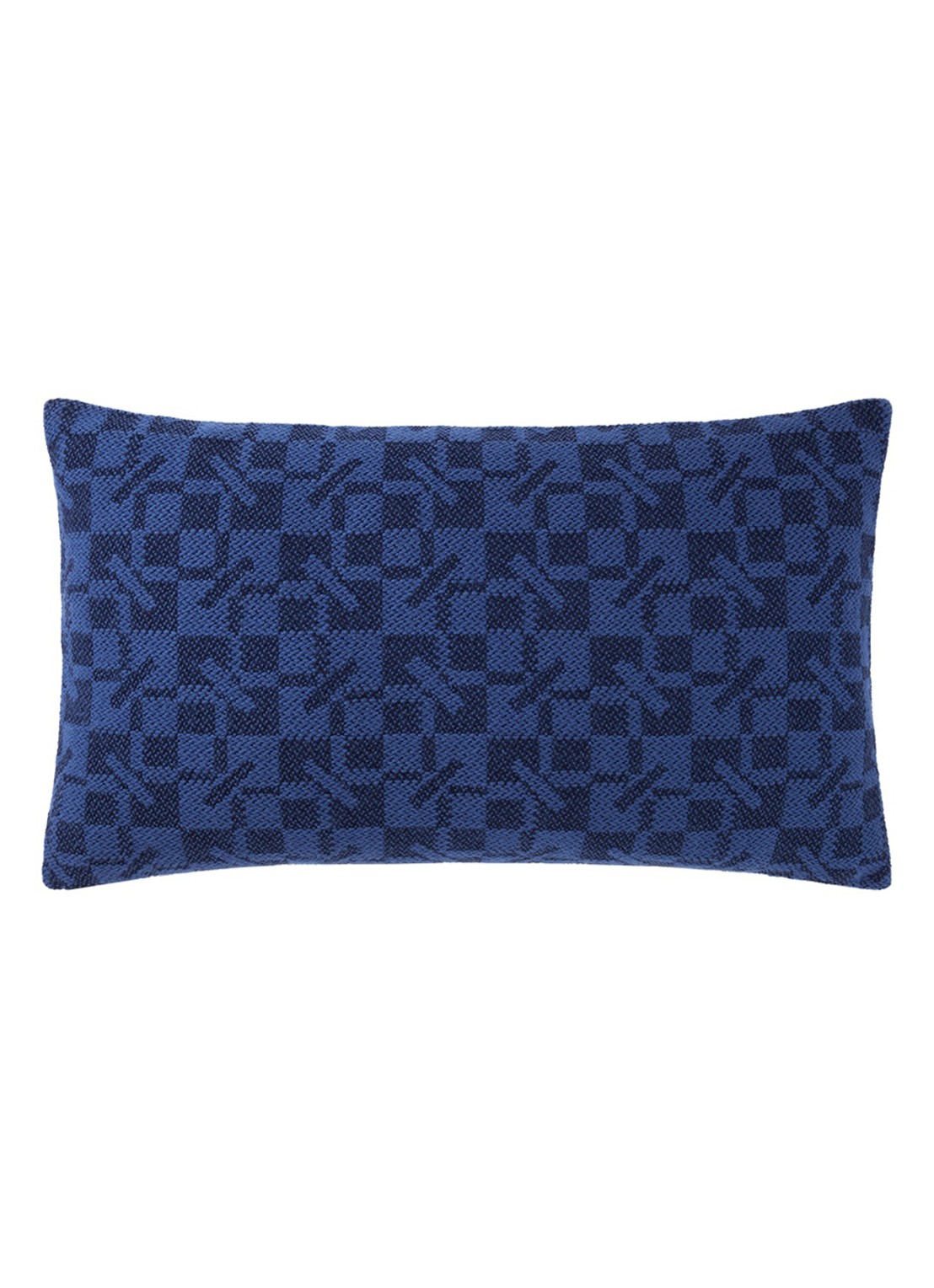 KENZO K Monogram sierkussenhoes in wolblend 33 x 57 cm - achterkant 3 donkerblauw