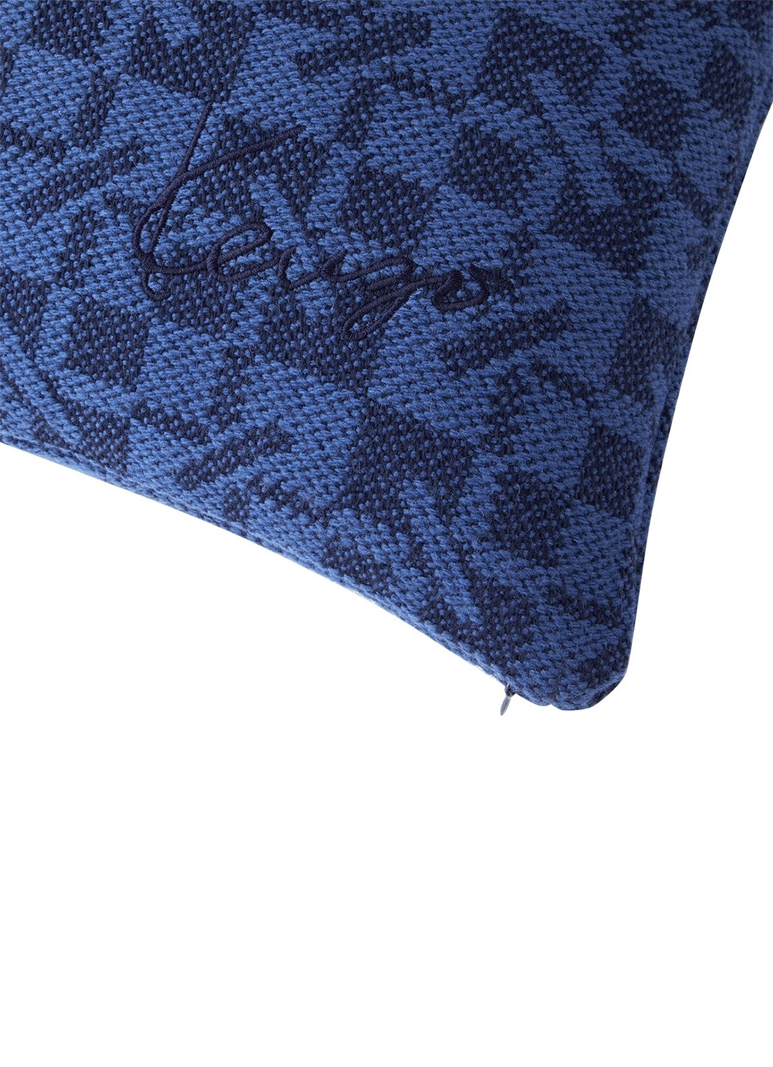 KENZO K Monogram sierkussenhoes in wolblend 33 x 57 cm - detail donkerblauw