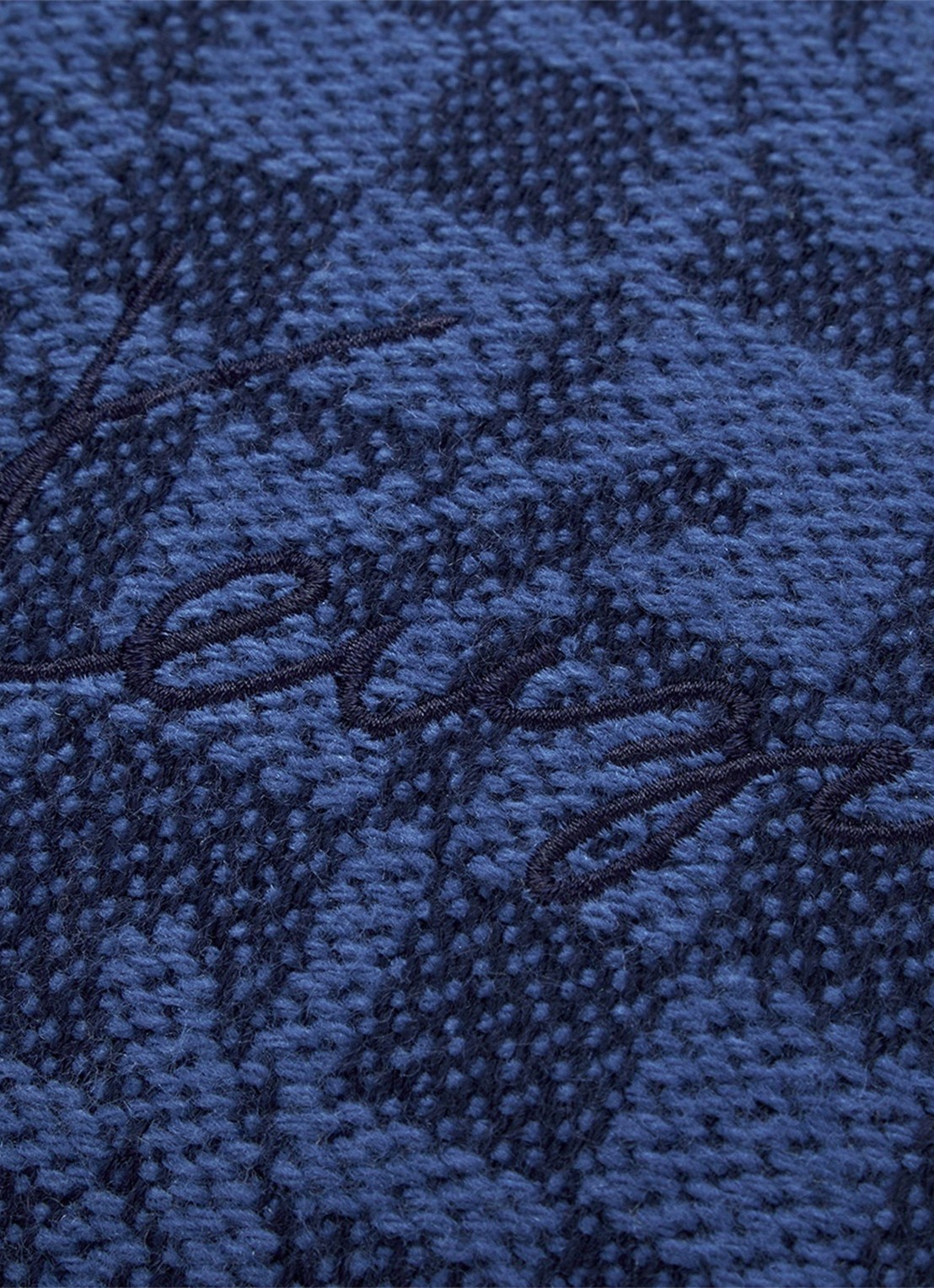 KENZO K Monogram sierkussenhoes in wolblend 33 x 57 cm - detail 2 donkerblauw