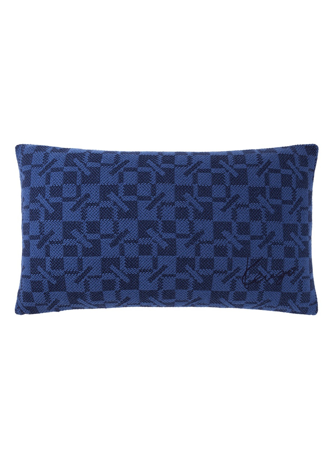 KENZO K Monogram sierkussenhoes in wolblend 33 x 57 cm - voorkant 4 donkerblauw