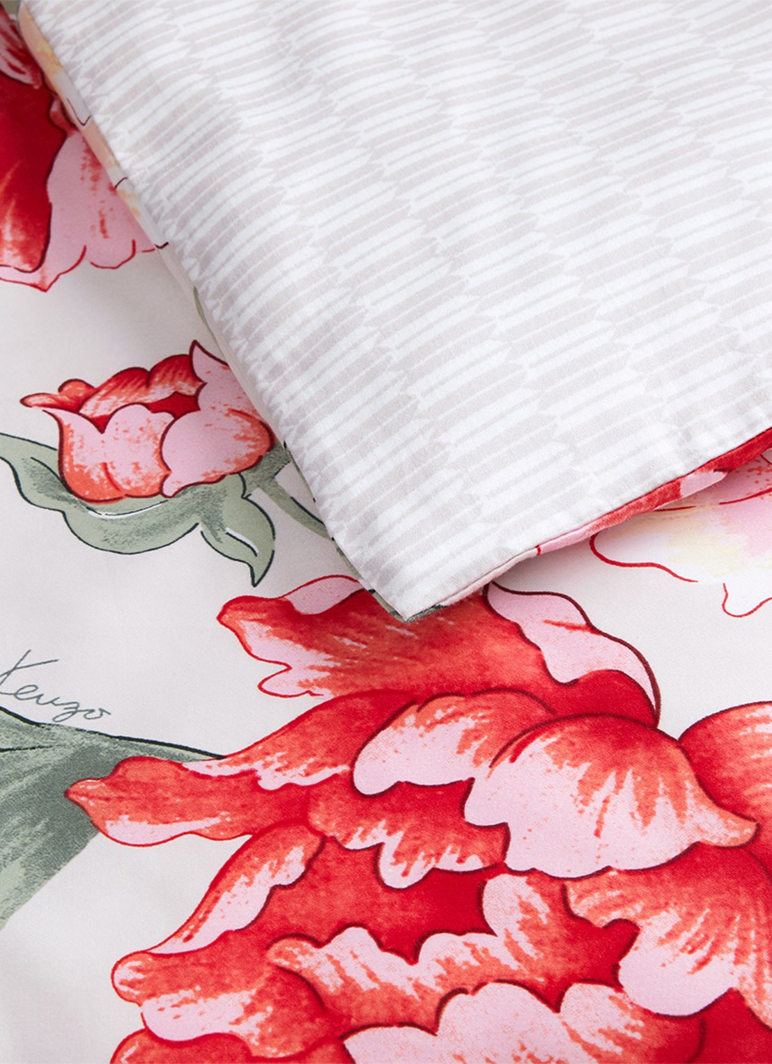 KENZO K Peony dekbedovertrek - exclusief kussenslopen - voorkant 3 rood