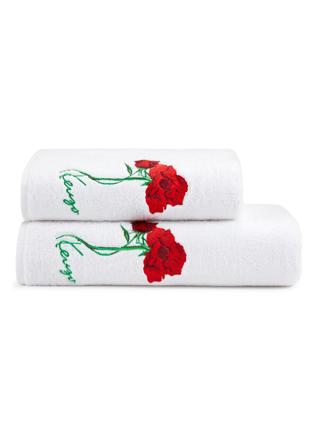 KENZO K Roses badhanddoek - 70 x 140 cm - voorkant 2 wit
