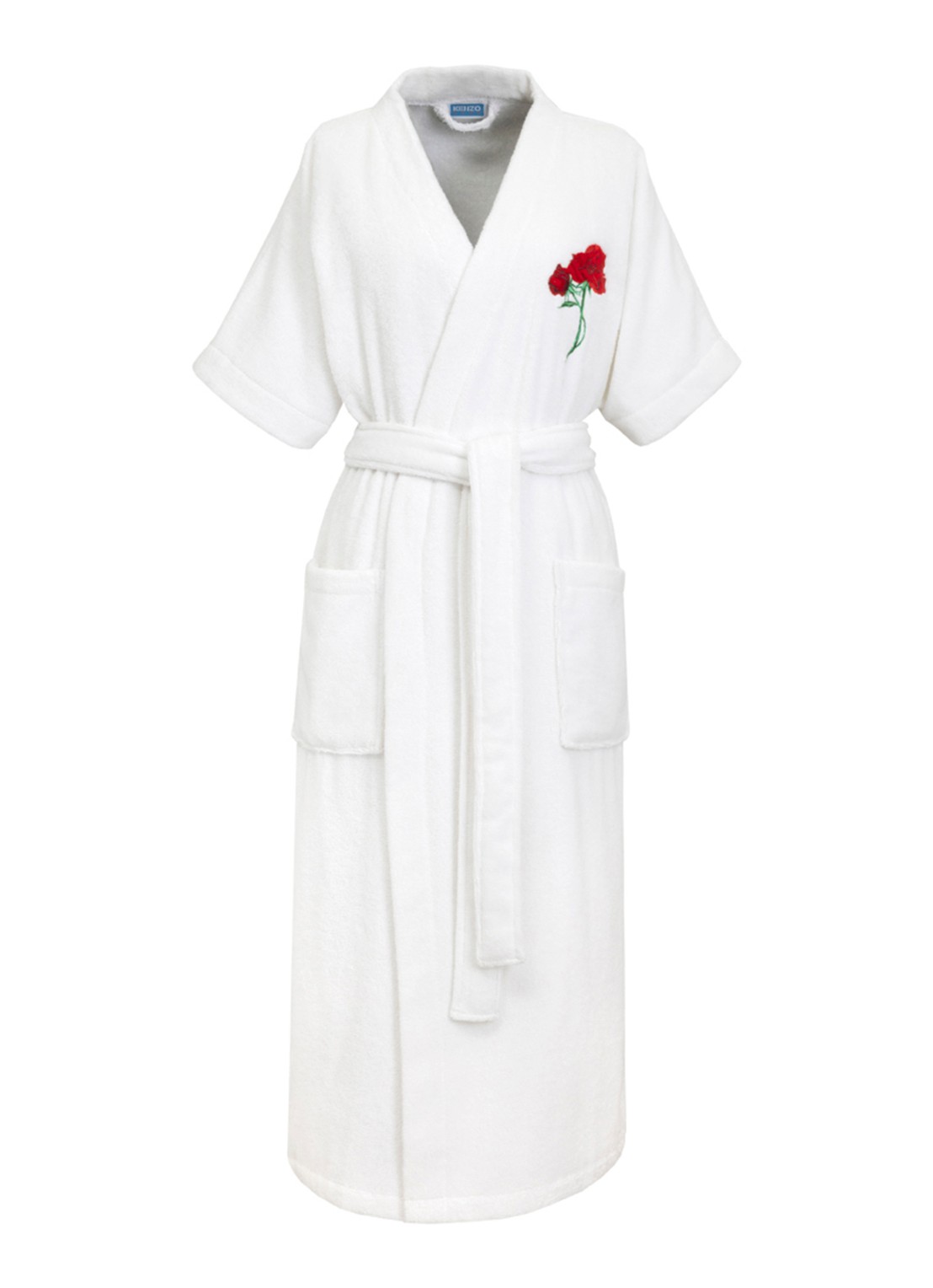 KENZO K Roses badjas met borduring - voorkant wit