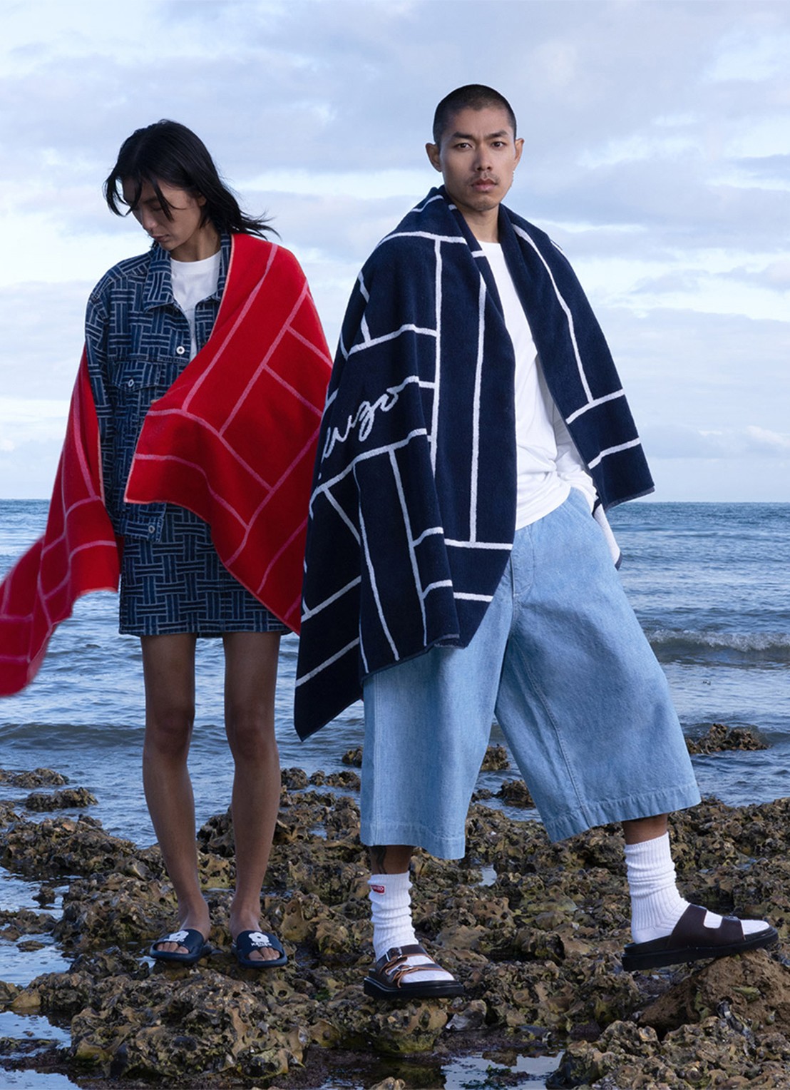KENZO K Tatami strandlaken 90 x 170 cm - detail rood