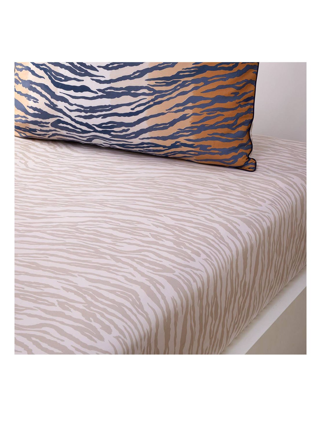 KENZO K Tora hoeslaken van katoen, hoekhoogte 33 cm - voorkant 5 beige