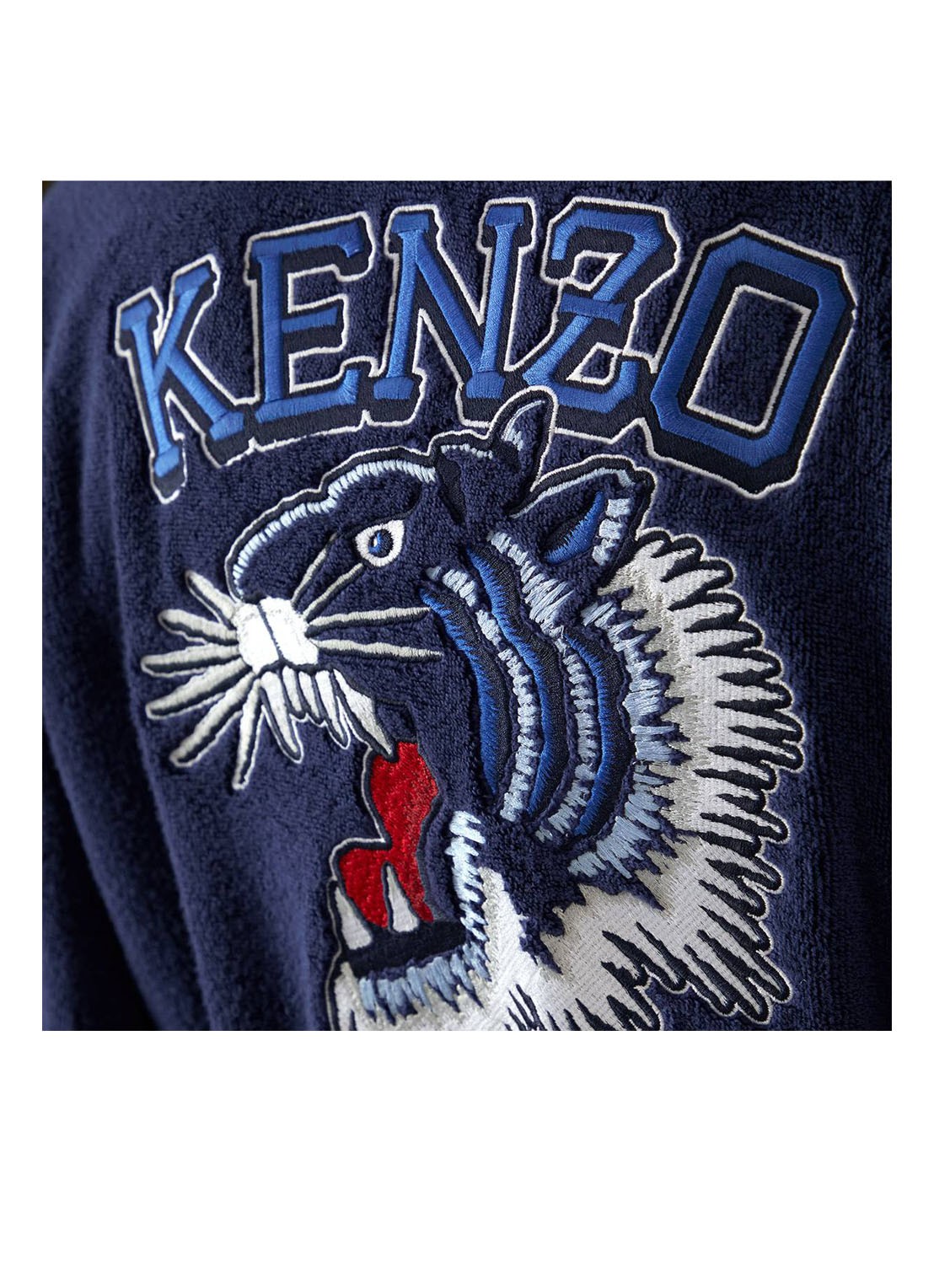KENZO K Vtiger badjas van  katoen met logoprint - detail 7 donkerblauw