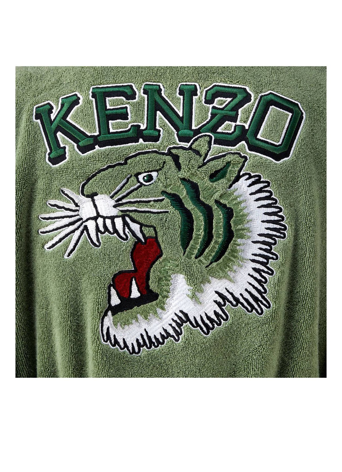 KENZO K Vtiger badjas van  katoen met logoprint - detail 2 groen