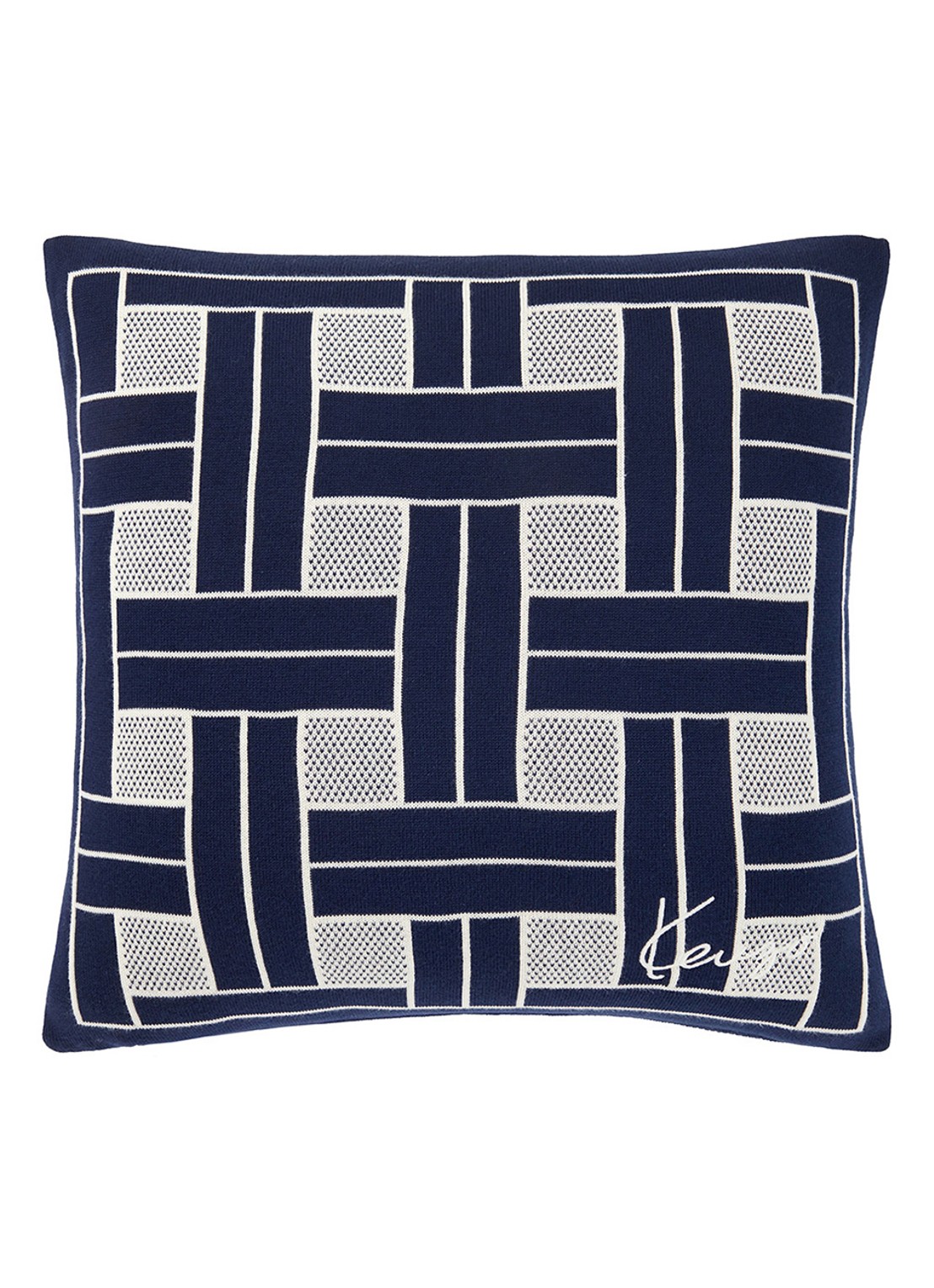 KENZO K Weave Sierkussen 45 x 45 cm - voorkant donkerblauw
