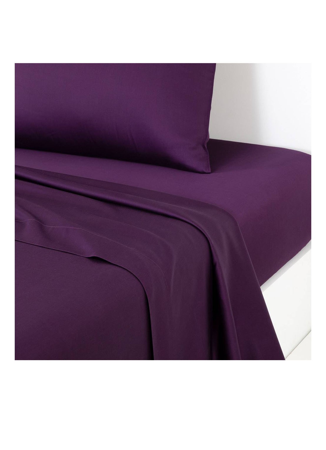 KENZO KZ Iconic laken van katoensatijn 300TC - voorkant 5 aubergine