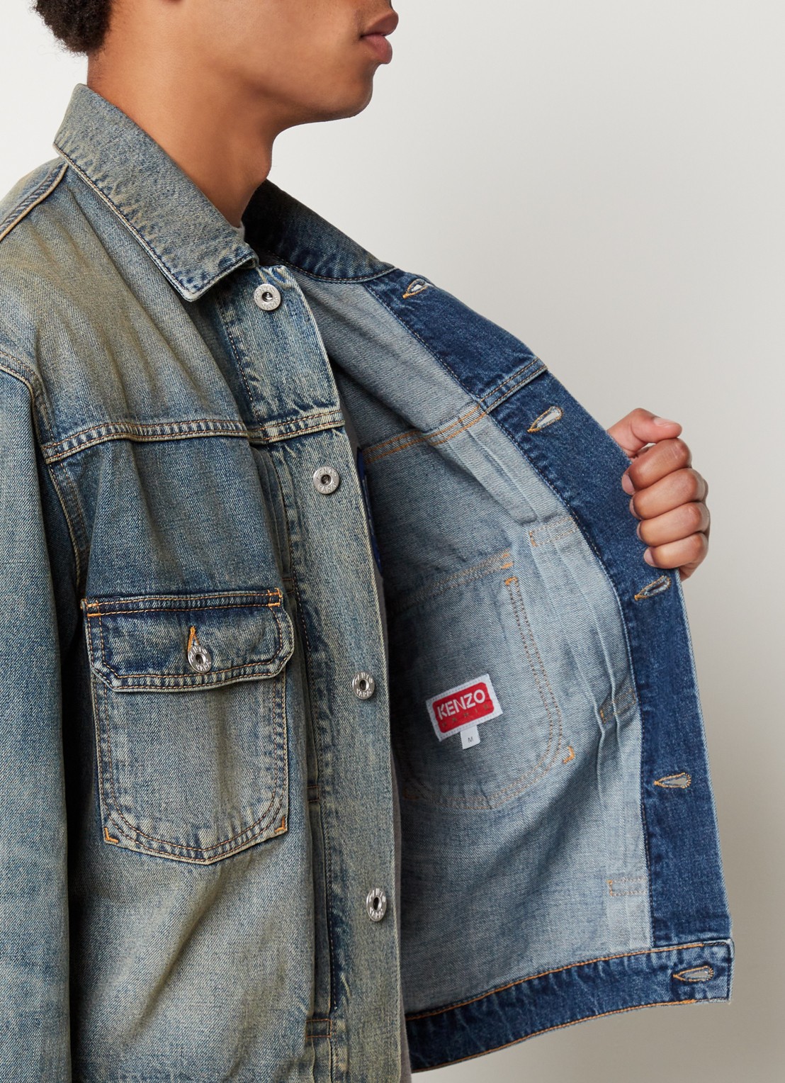 KENZO Oversized spijkerjas met borstzakken - detail 5 indigo