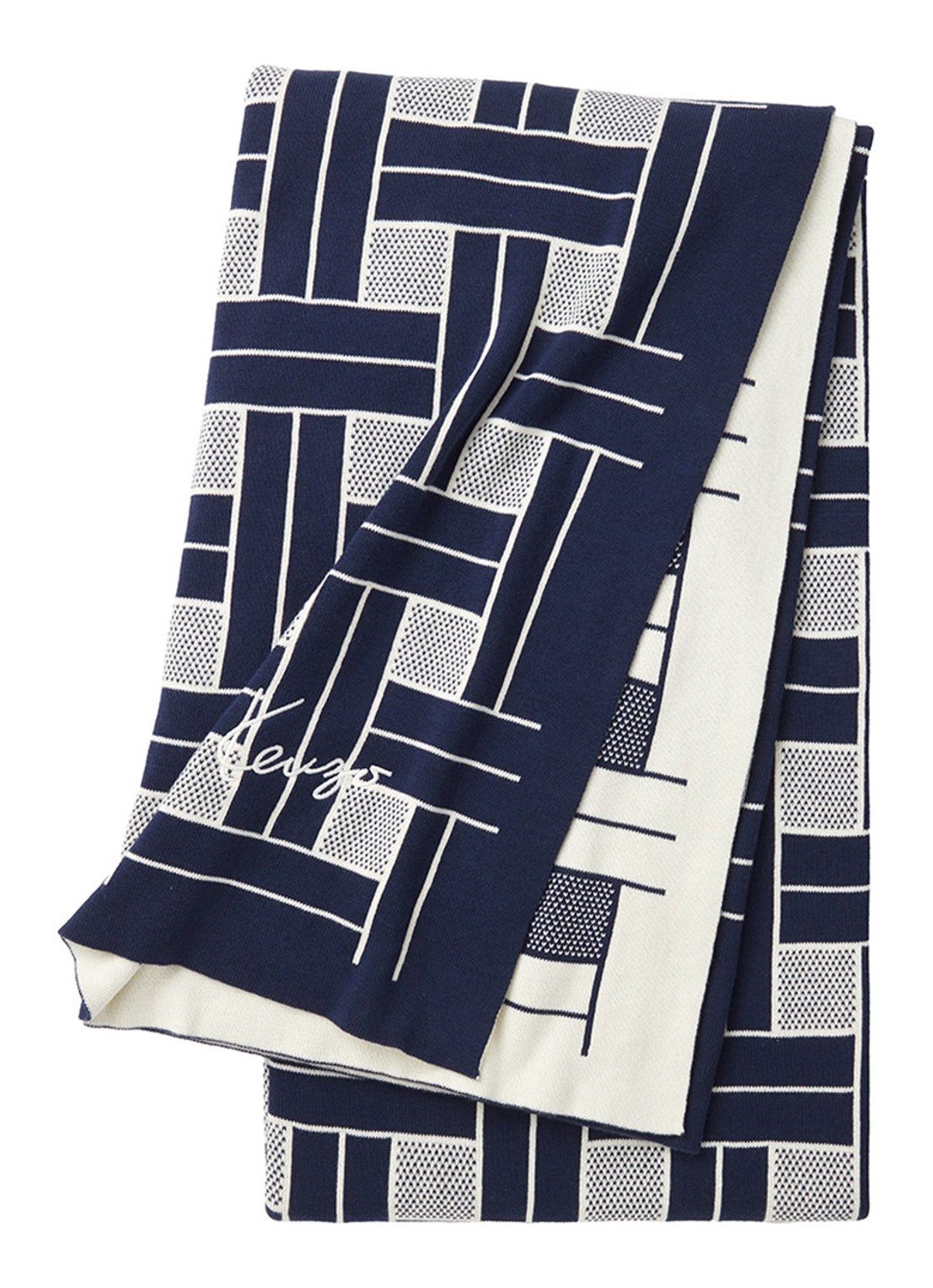 KENZO Plaid 170 x 130 cm - voorkant 2 donkerblauw