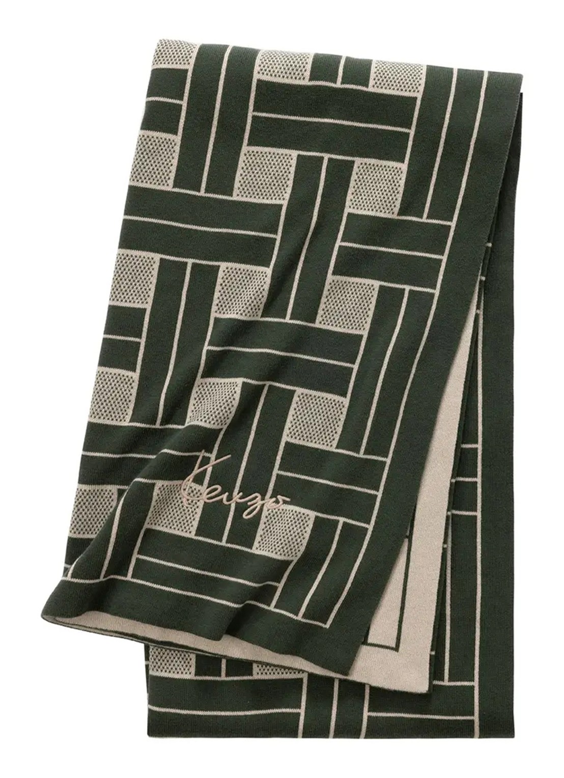 KENZO Plaid 170 x 130 cm - voorkant 2 khaki