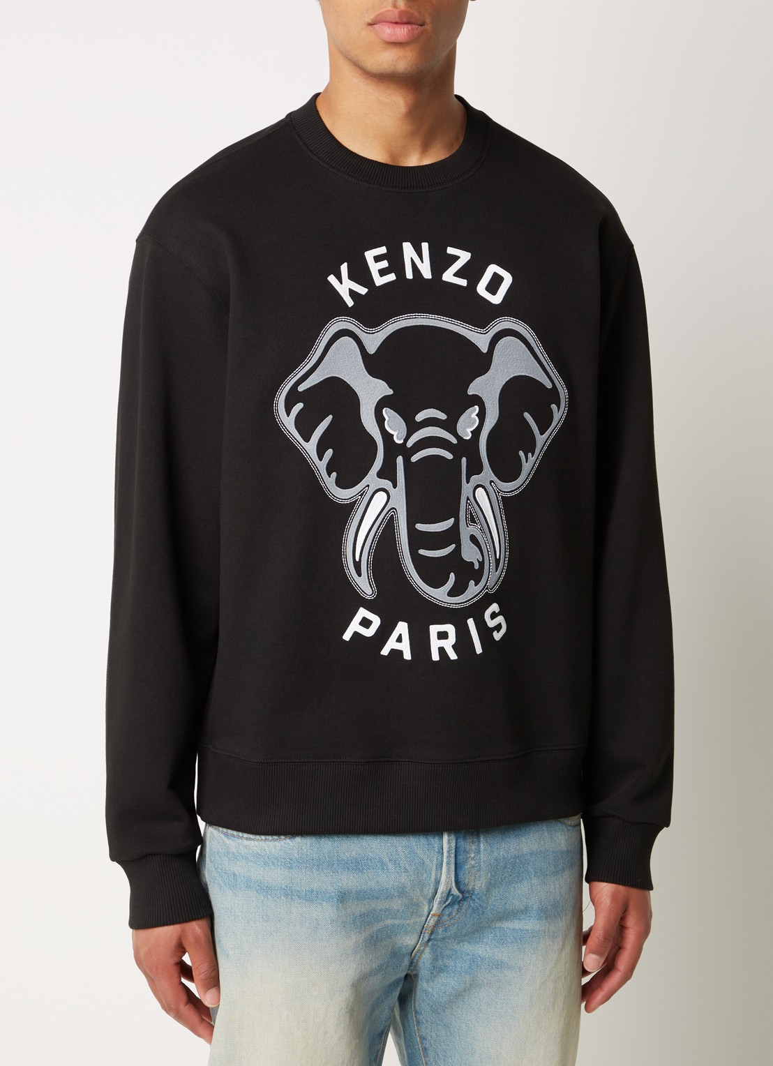 KENZO Sweater met front- en backprint - detail 4 zwart