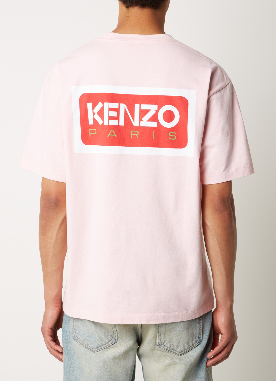 KENZO T-shirt met logo- en backprint - achterkant lichtroze