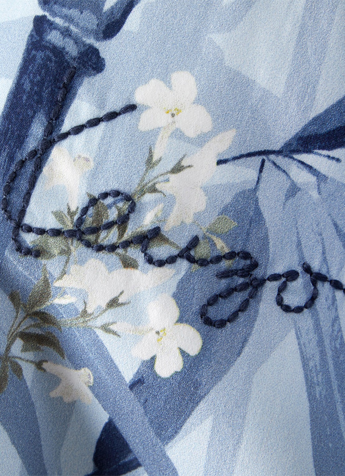 KENZO Zen badjas met bloemenprint - achterkant blauw