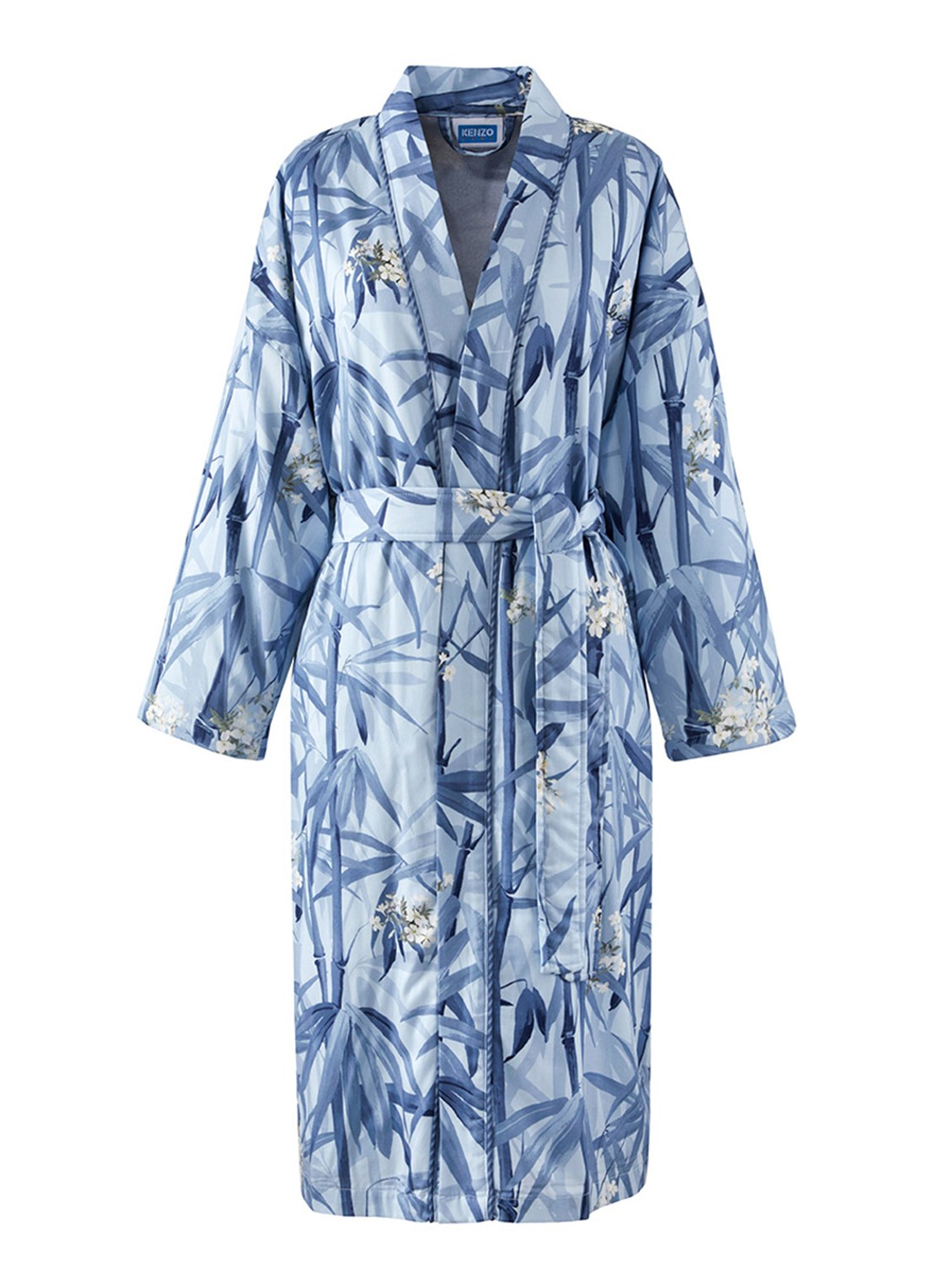 KENZO Zen badjas met bloemenprint - voorkant 2 blauw
