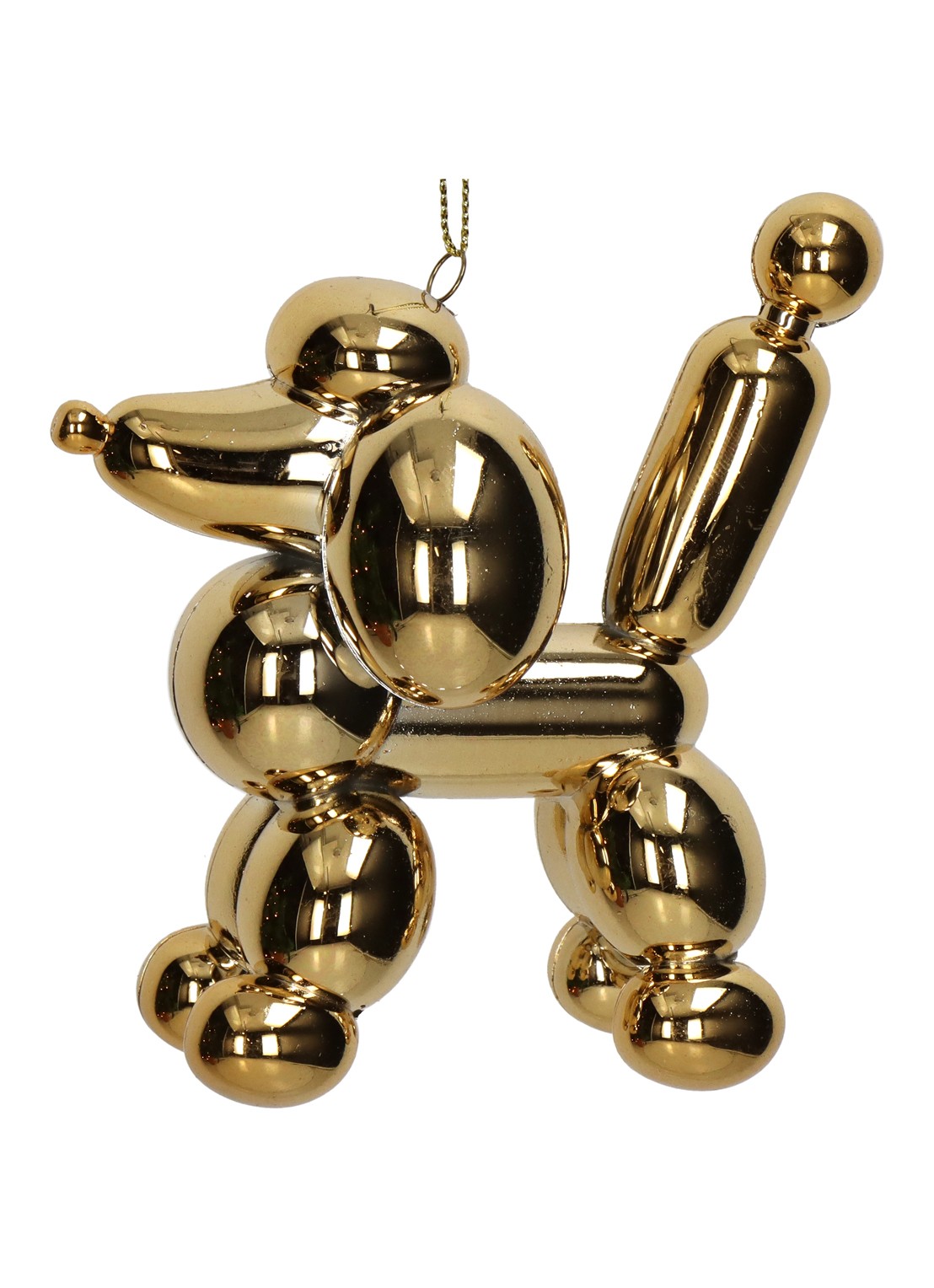 Kersten Ballonhond kersthanger 10 cm - voorkant goud
