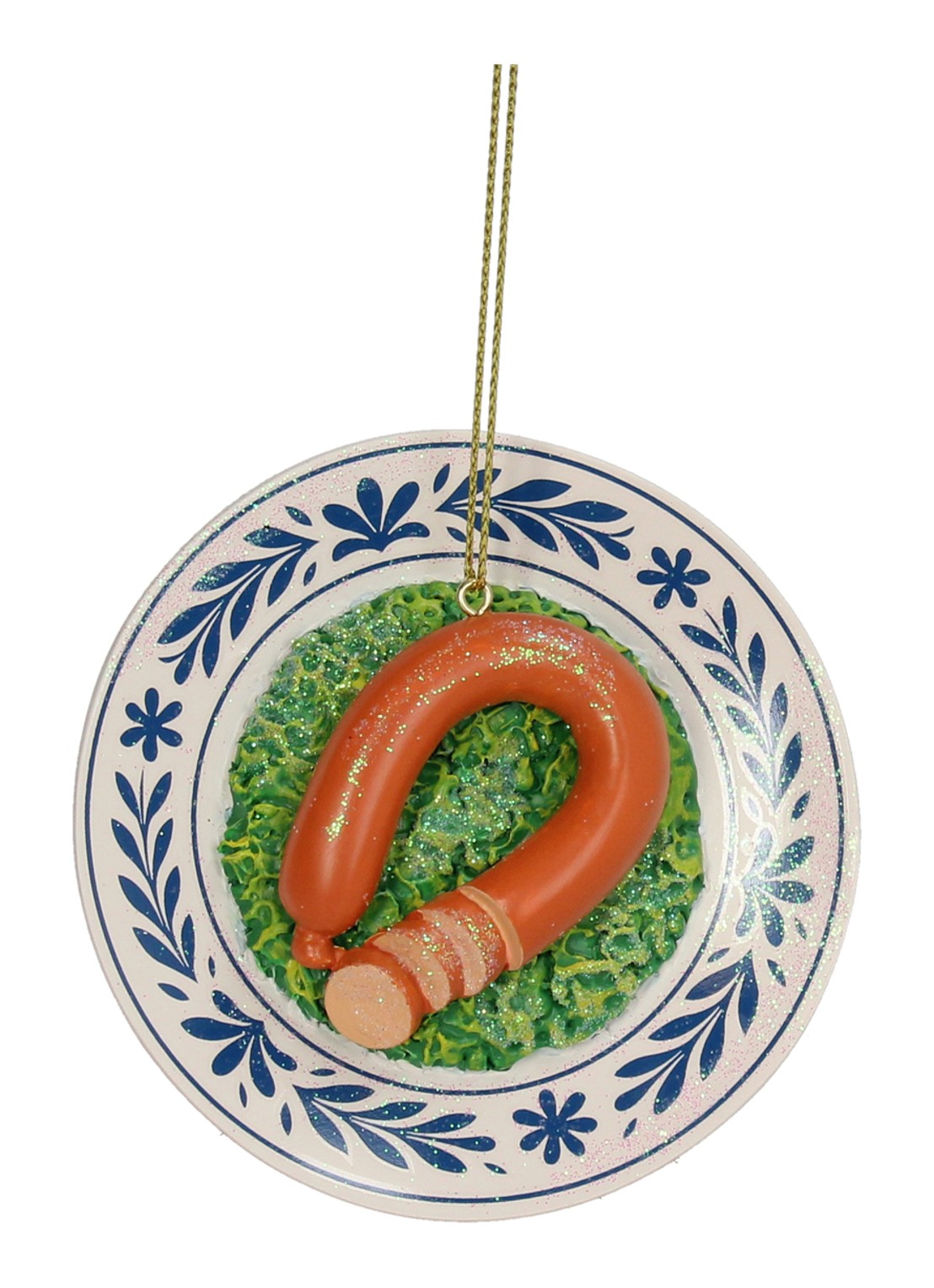 Kersten Boerenkool Stampot kersthanger 8 cm - voorkant blauw