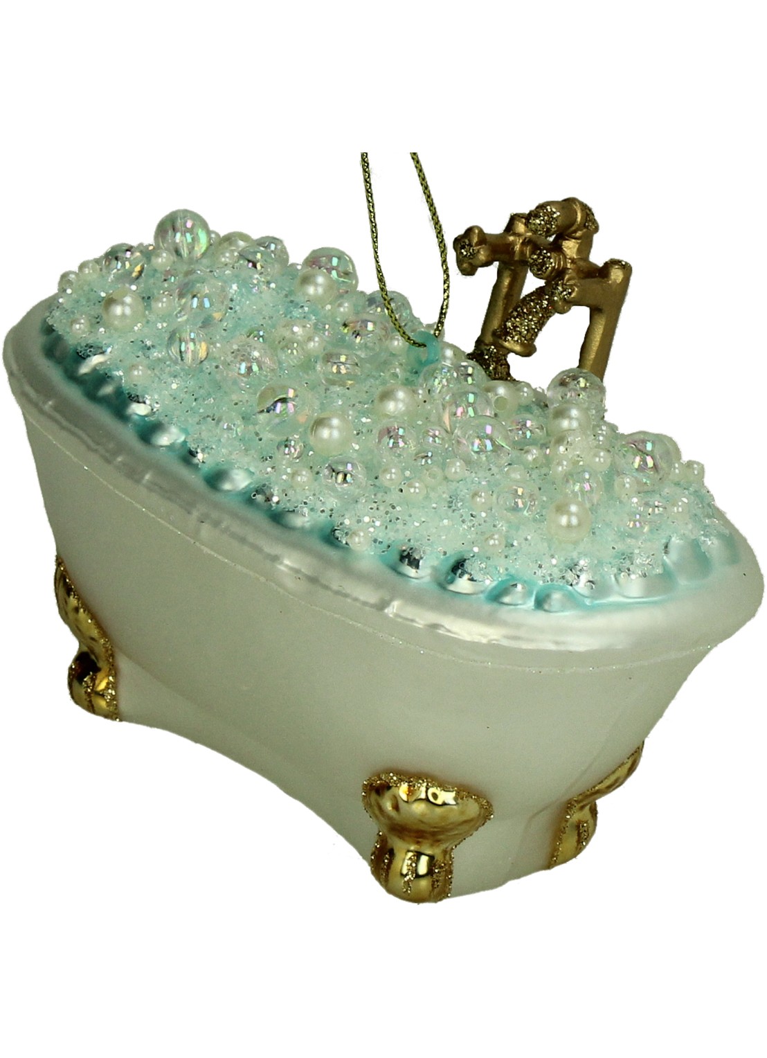 Kersten Bubbelbad kersthanger 12,5 cm - voorkant turquoise
