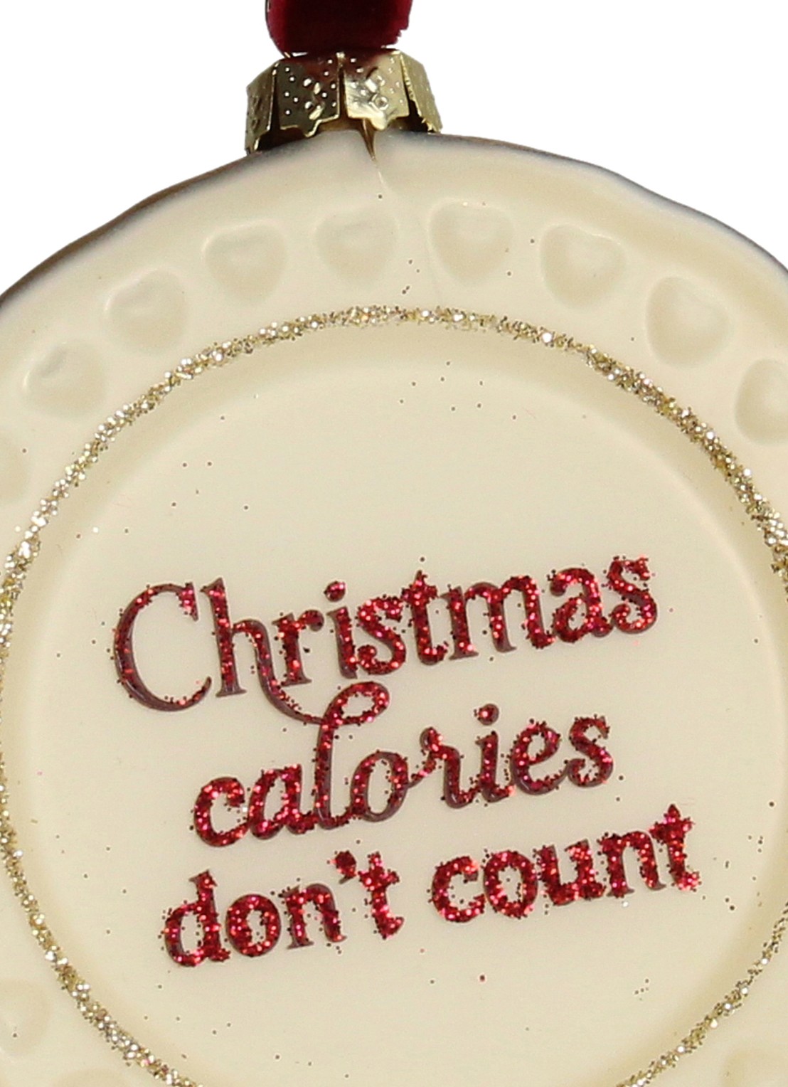 Kersten Calories Don't Count kersthanger 8,5 cm - detail rood